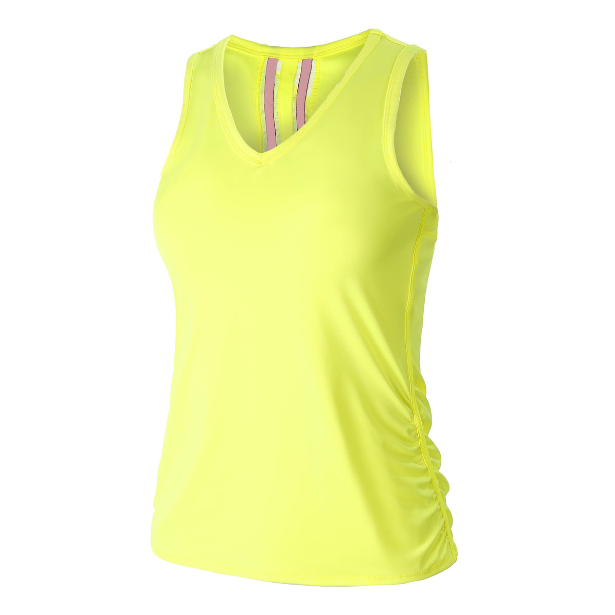 Lucky in Love V-Neck Ruche Tank-Top Damen - neongelb,