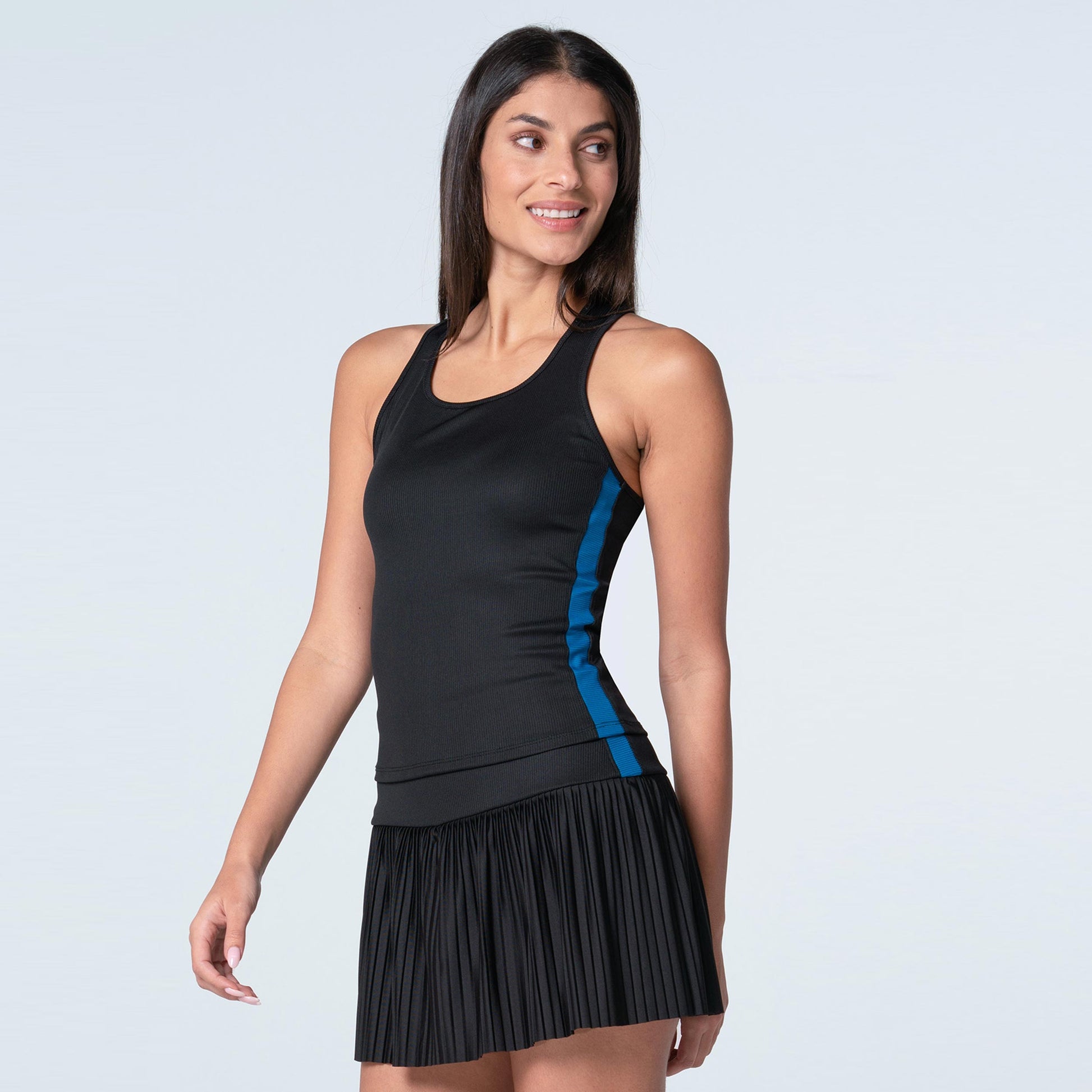 Lucky in Love Racer Rib Tank-Top Damen-Schwarz