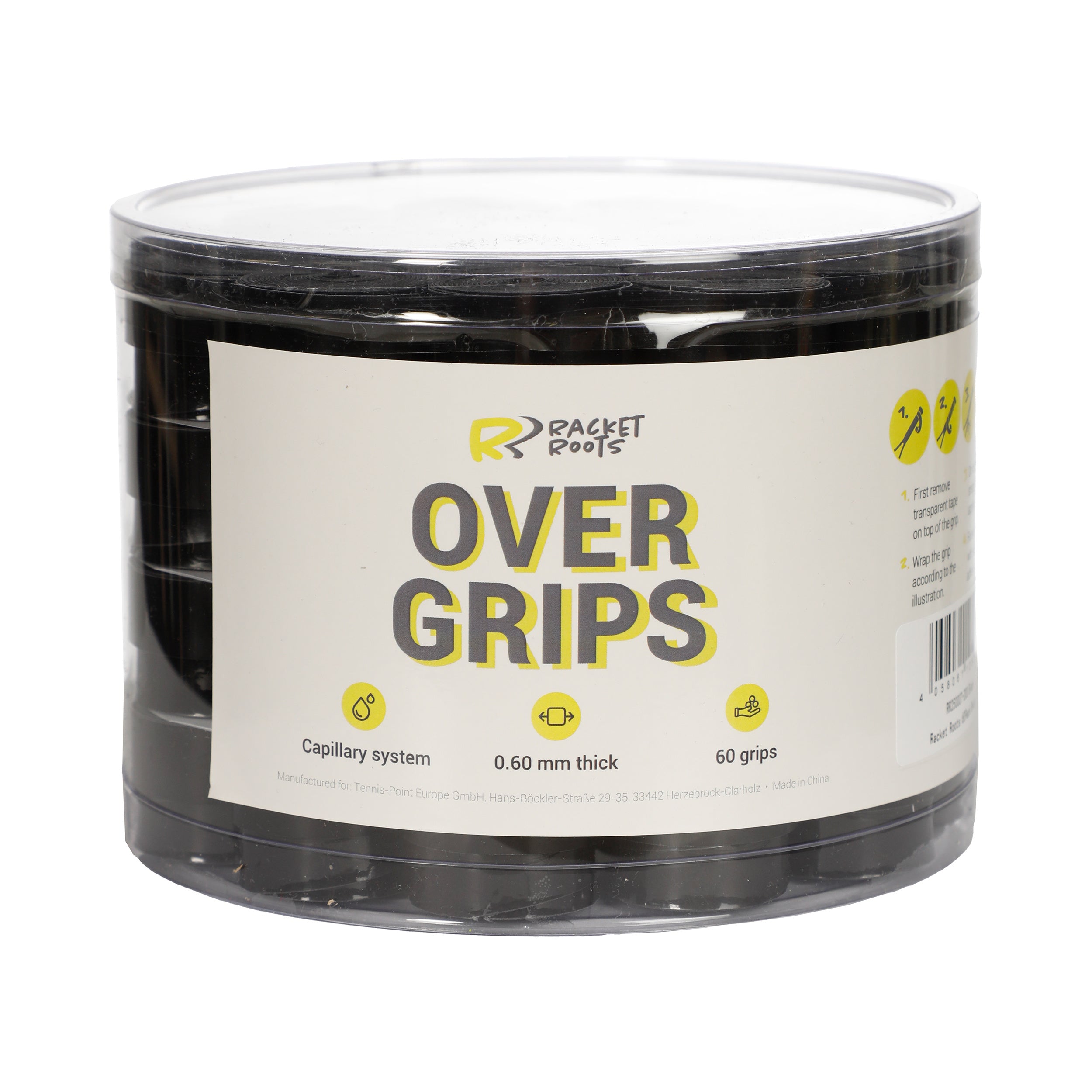 Racket Roots RR Grip Box Of 60 Pcs-Black