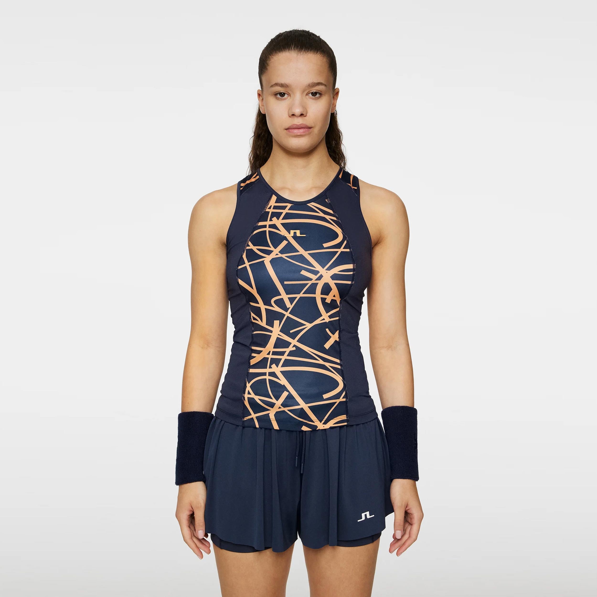 JLindeberg Miria Printed Tank Top Women-Dark Blue,Orange