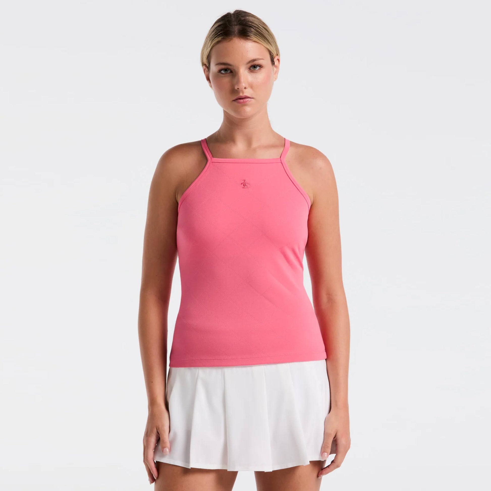 Original Penguin Grid Jacquard Tank Top Women-Pink