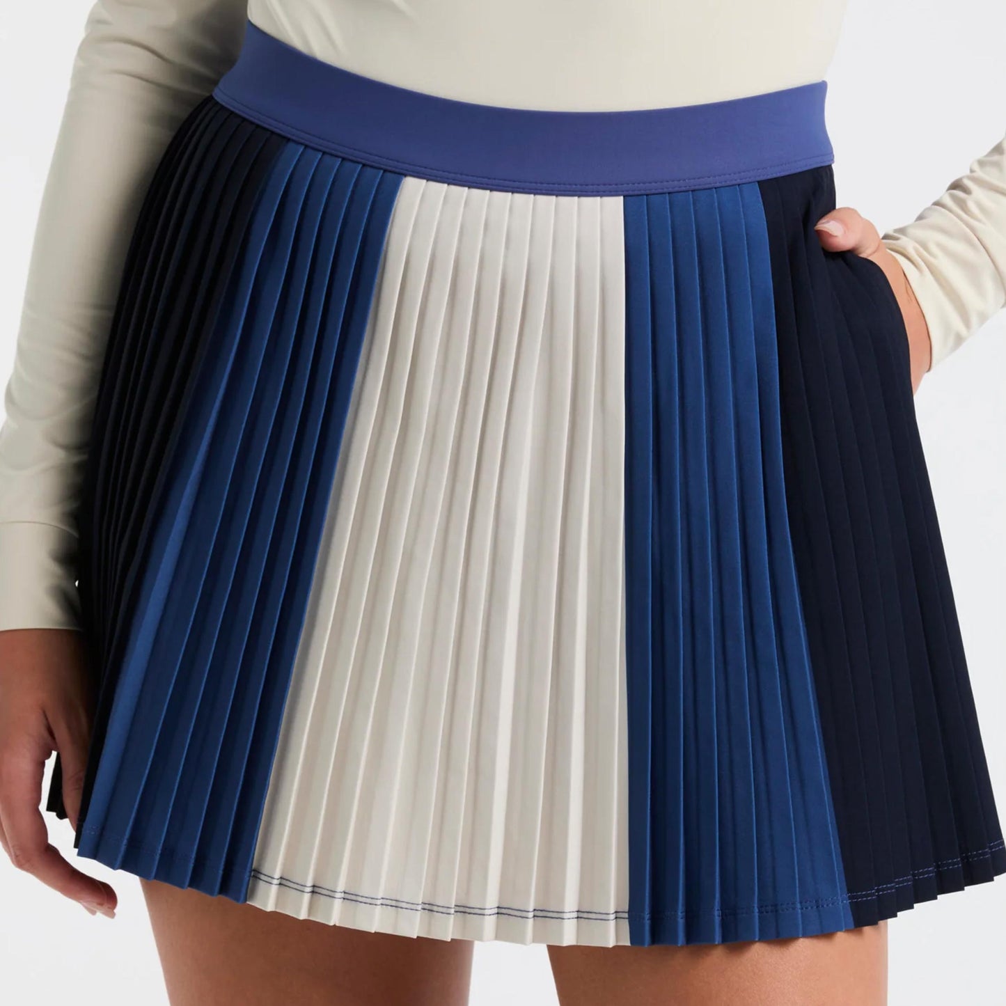 Original Penguin Micro Pleated Skirt Women-Blue,Cream
