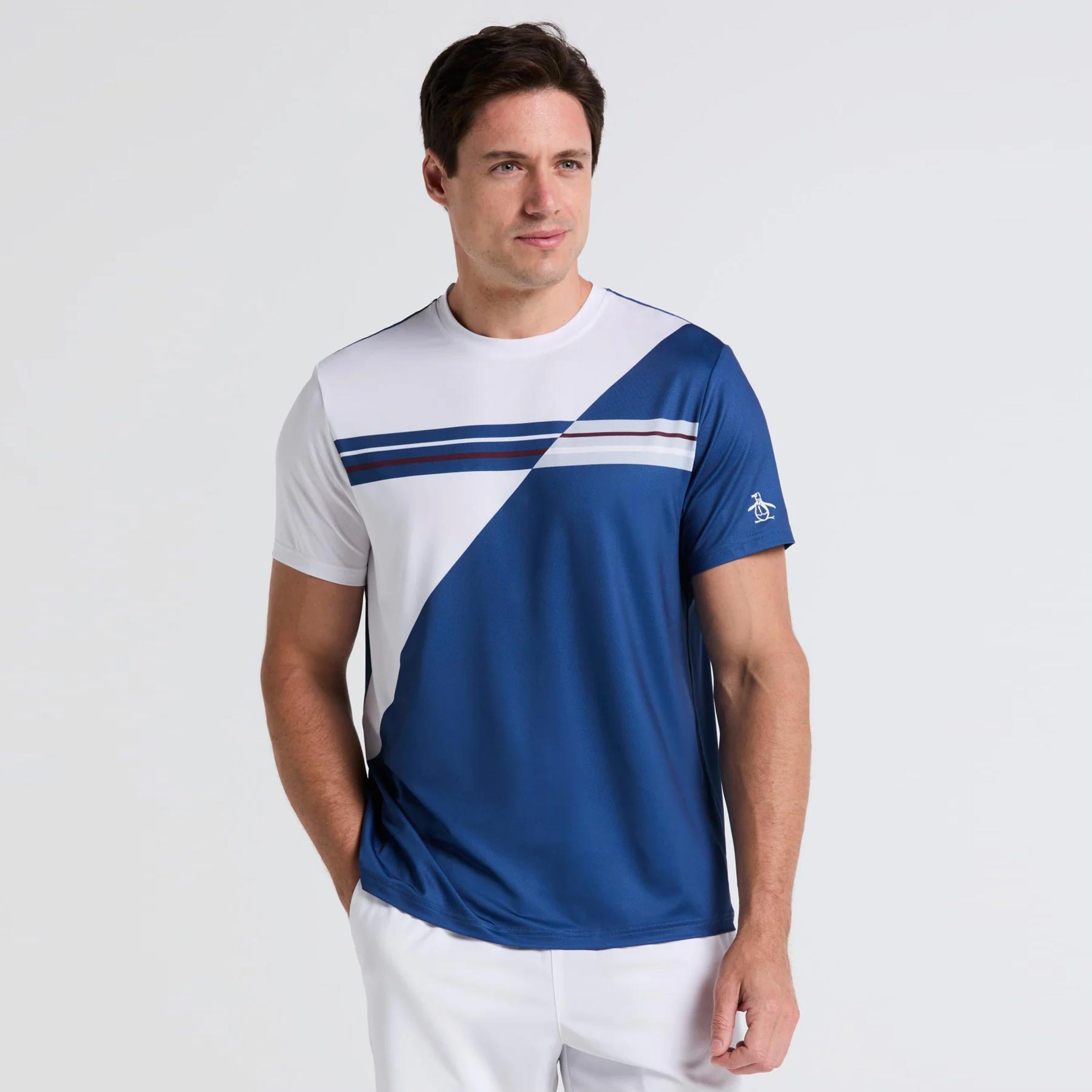 Original Penguin Performance Crew T-Shirt Herren-Blau,Weiß