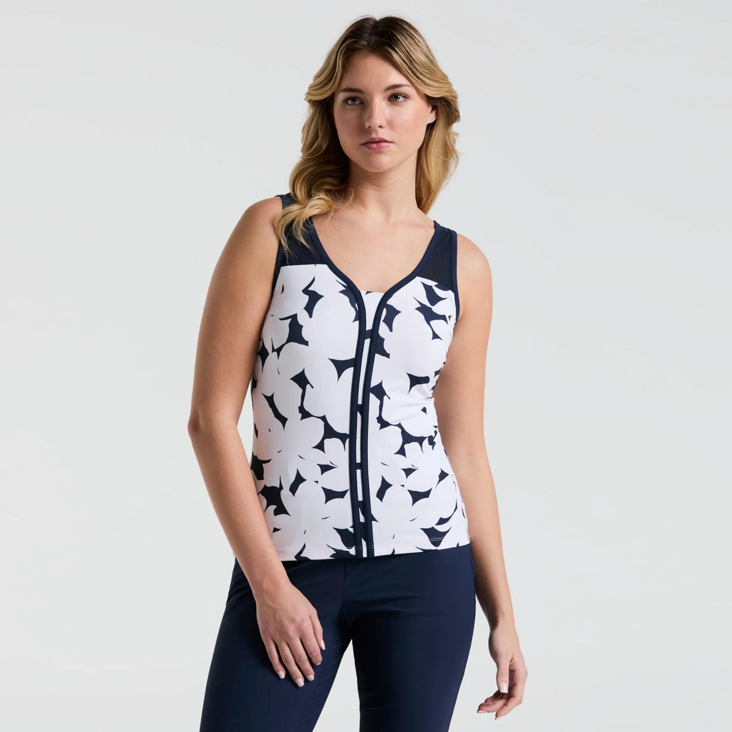 Original Penguin Riviera Floral Tank Top Women-Dark Blue