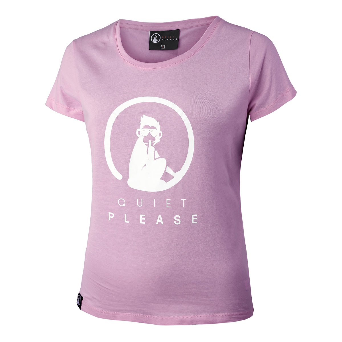 Quiet Please Baseline Logo Glitter T-Shirt Damen - pink,