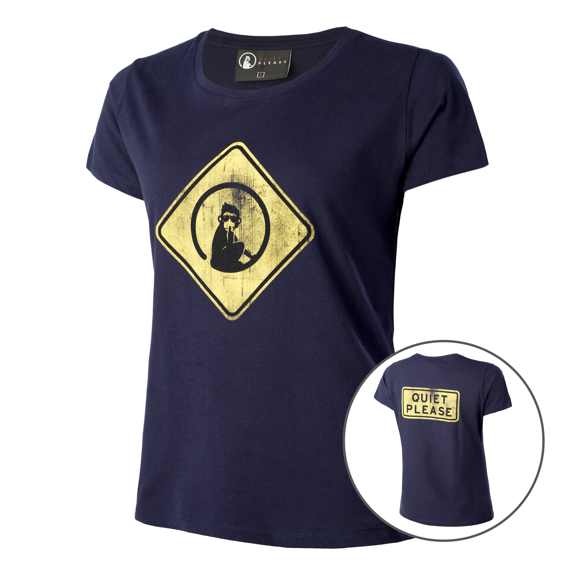 Quiet Please Australia Road Sign T-Shirt Damen - dunkelblau, gelb