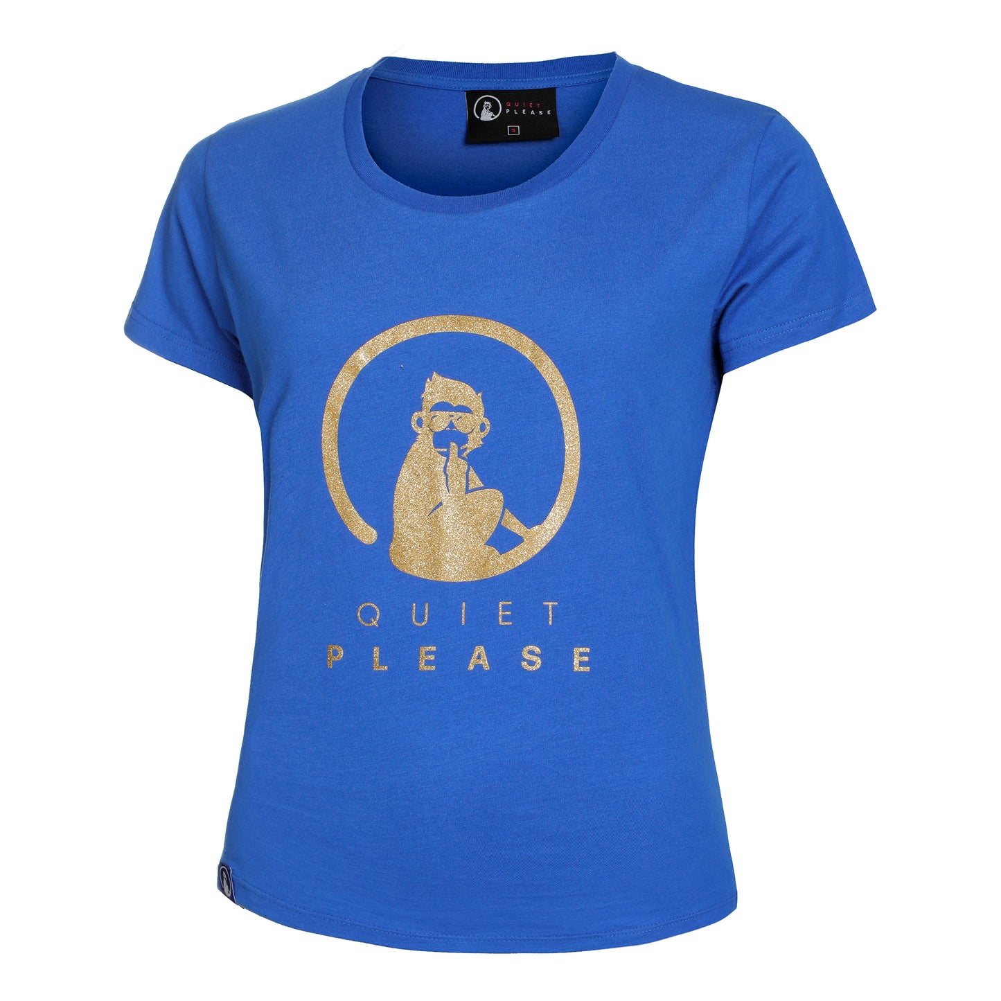 Quiet Please Baseline Logo T-Shirt Damen - blau, gold
