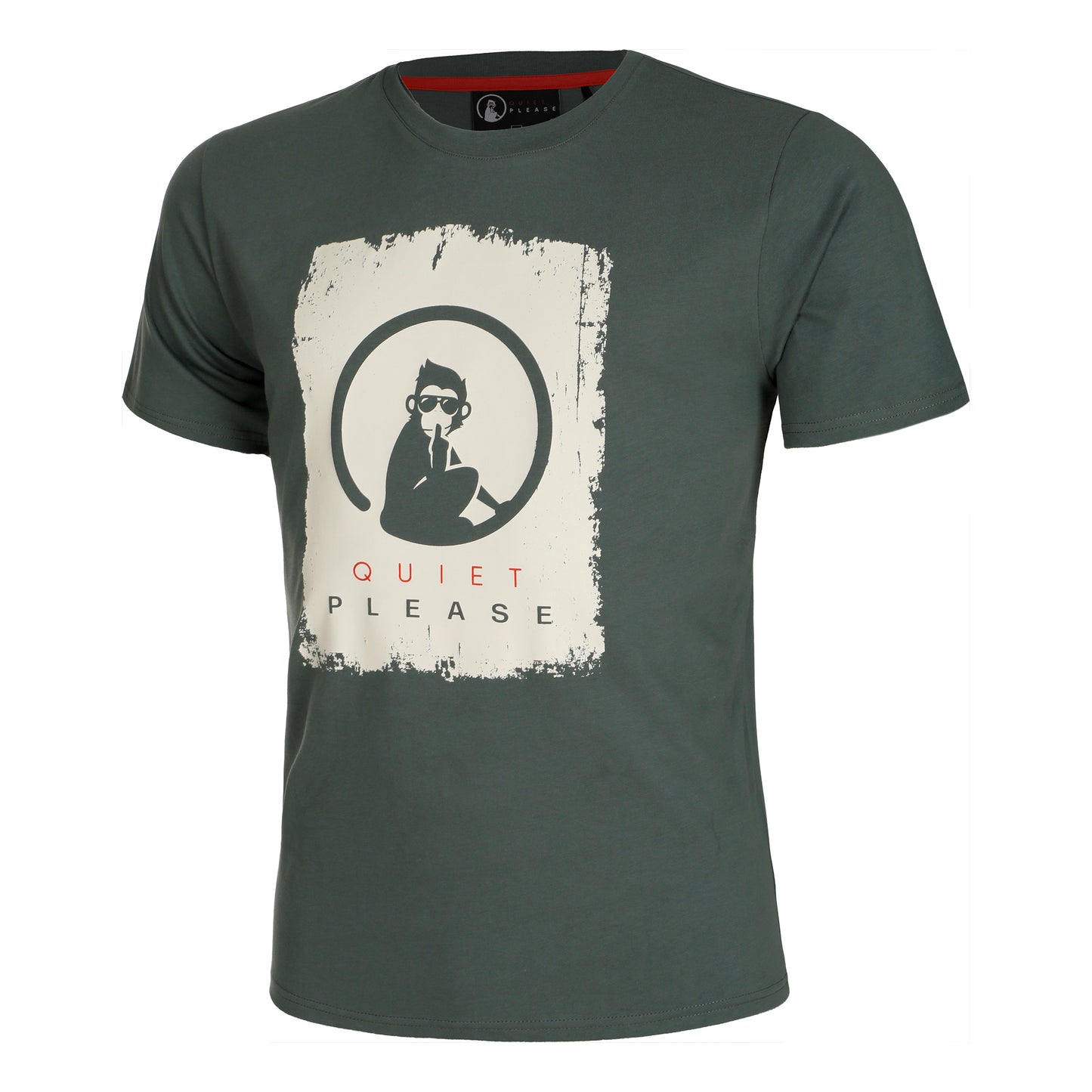 Quiet Please Scraped T-Shirt Herren - salbei, weiß