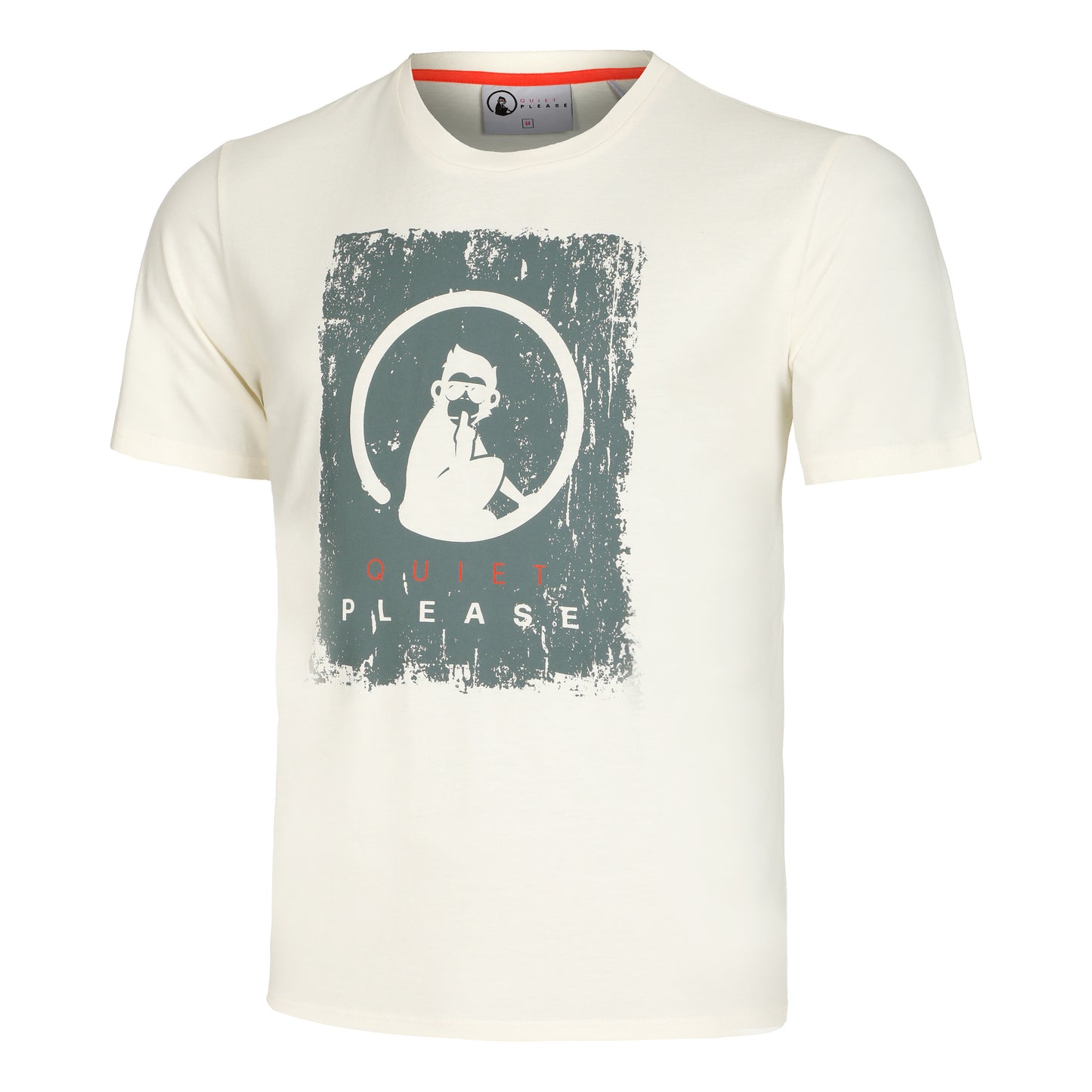Quiet Please Scraped T-Shirt Men - white, sage
