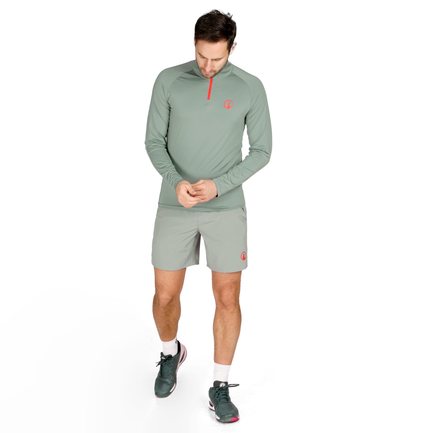 Quiet Please Big Serve 1/4 Zip Longsleeve Herren - salbei, rot
