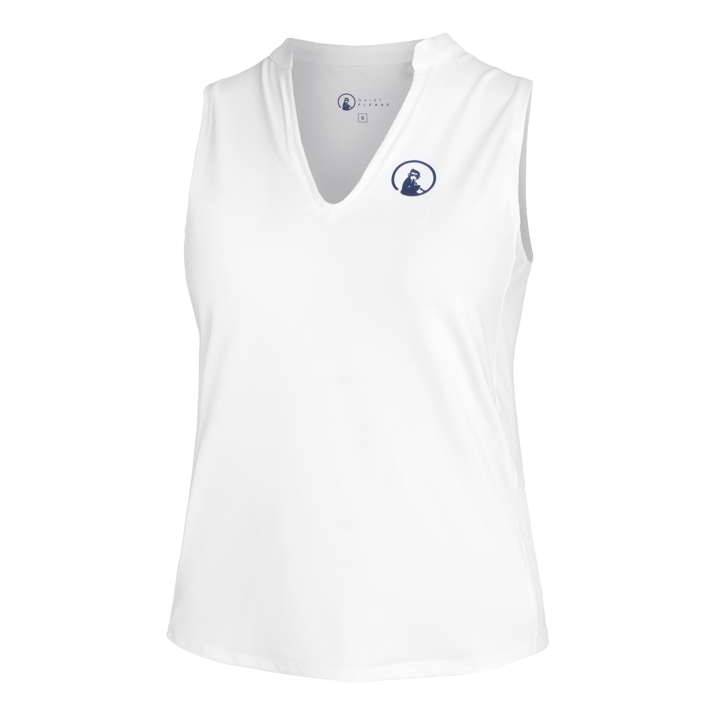 Quiet Please Slice Tank Top Women-White