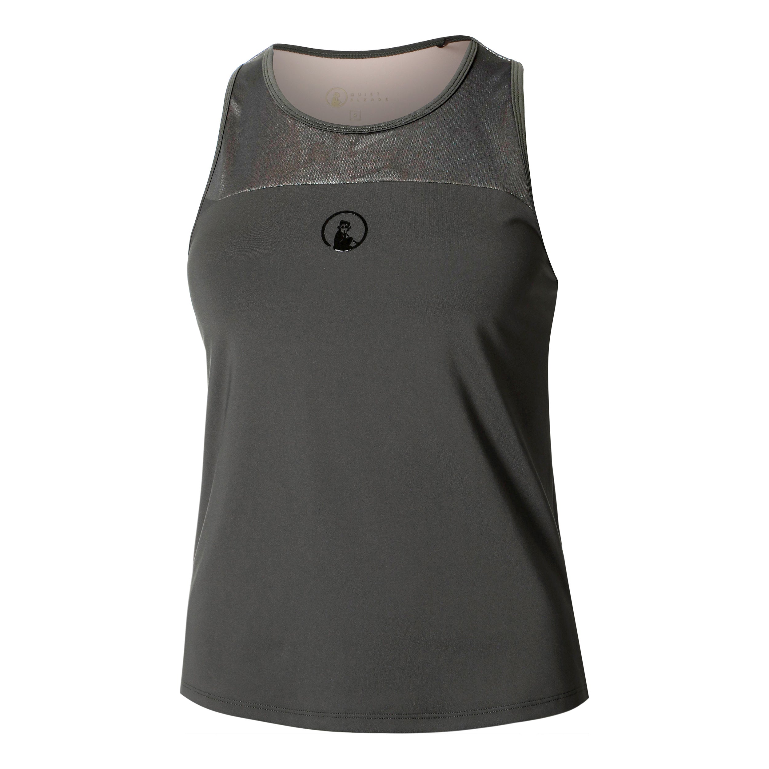 Quiet Please Sparkle Racerback Tank Top Women-Anthracite