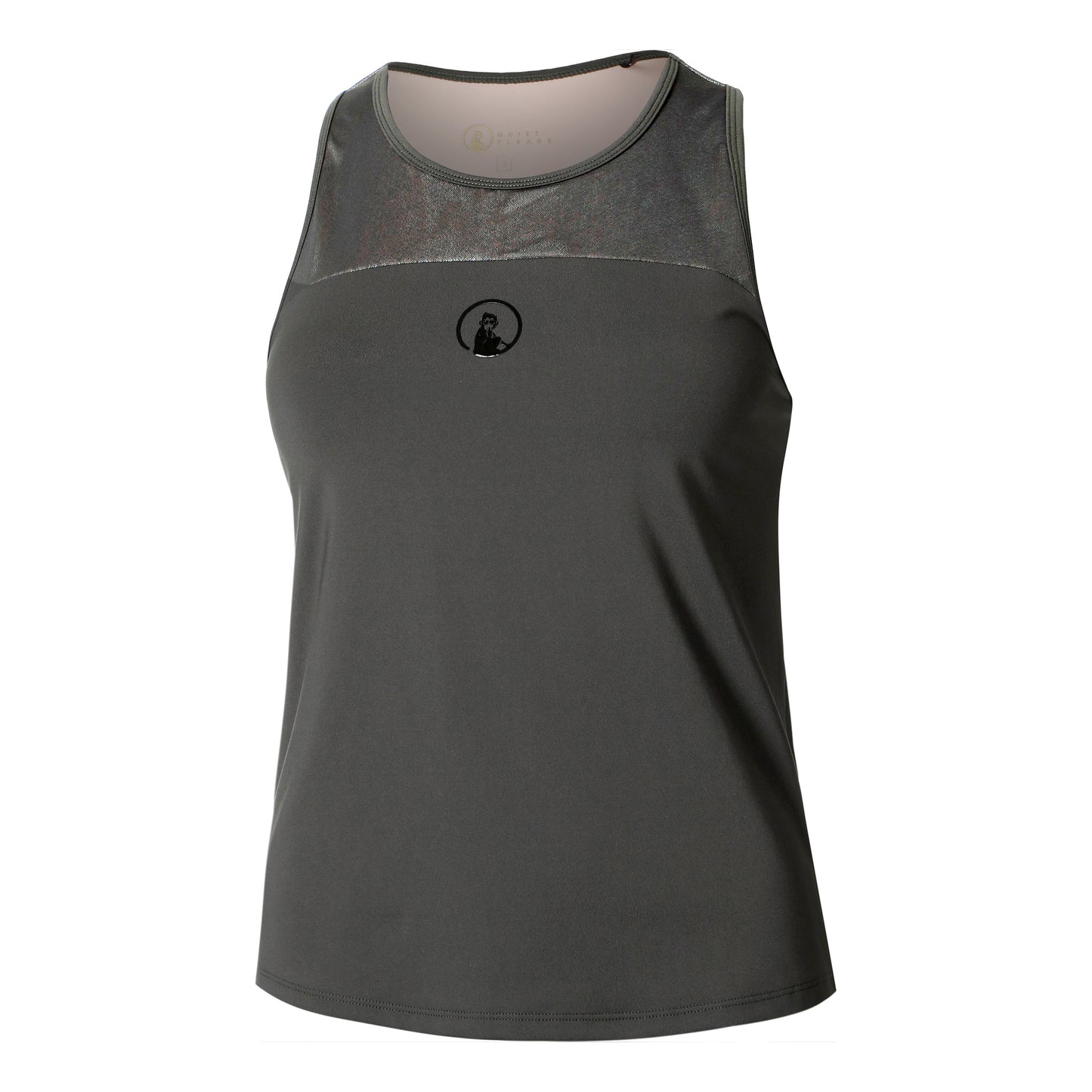 Quiet Please Sparkle Racerback Tank Top Women-Anthracite