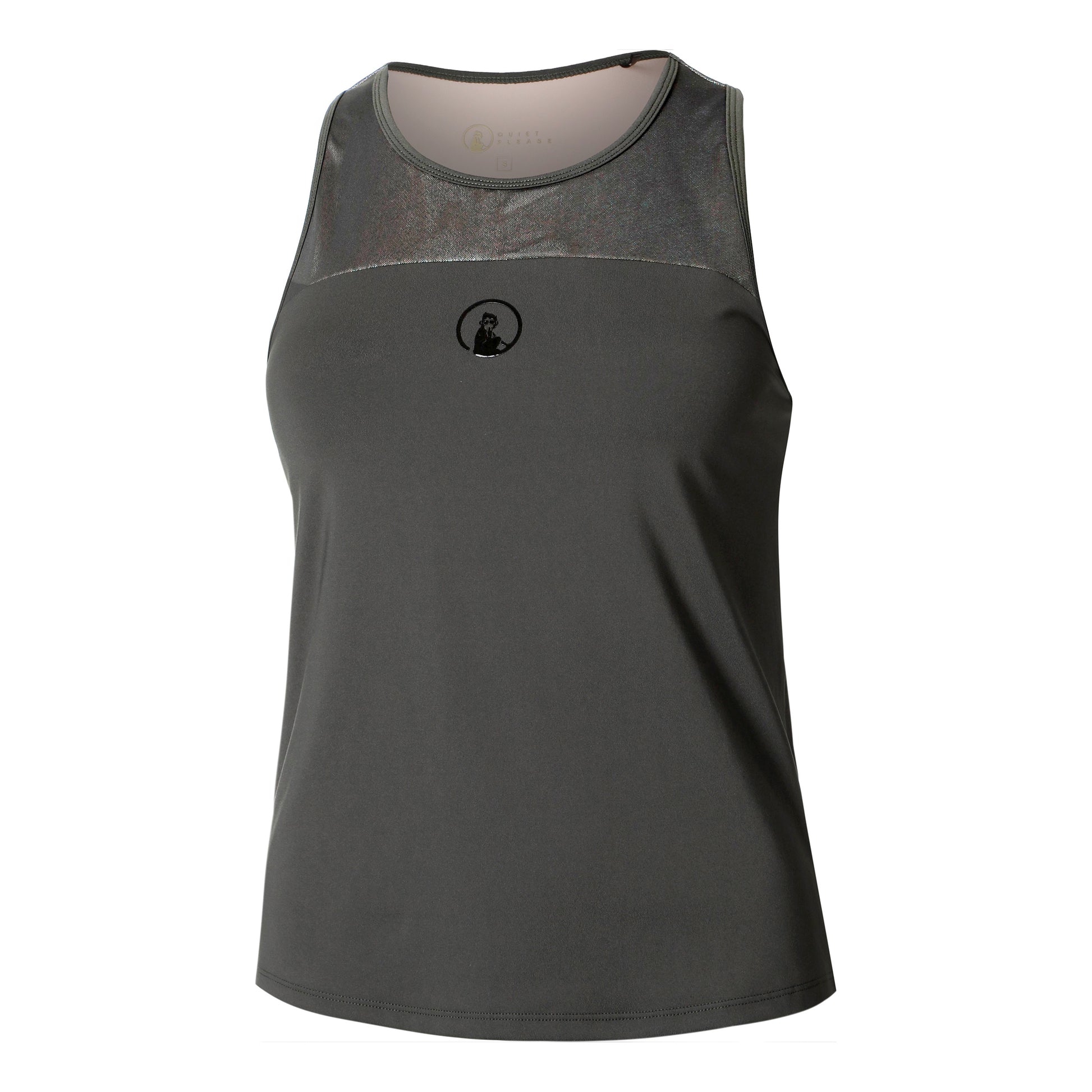 Quiet Please Sparkle Racerback Tank Top Women-Anthracite