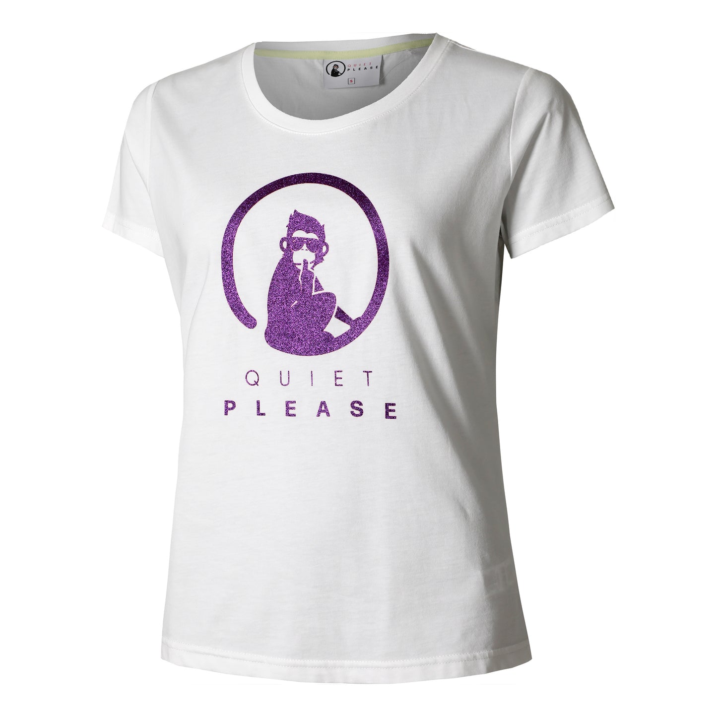 Quiet Please Baseline Glitter T-Shirt Damen-Weiß