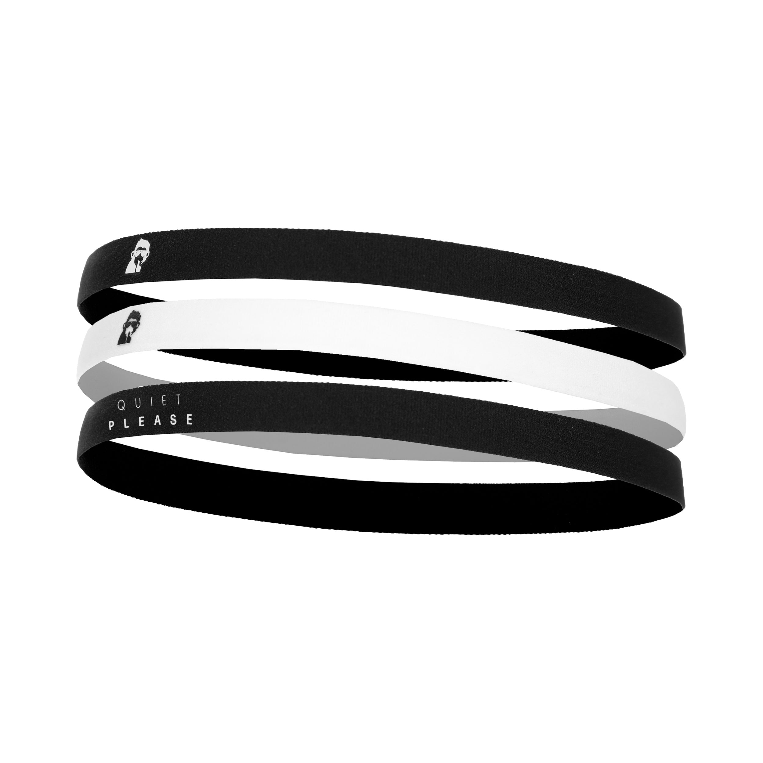 Quiet Please Hair Band 3 Pack-Black,White