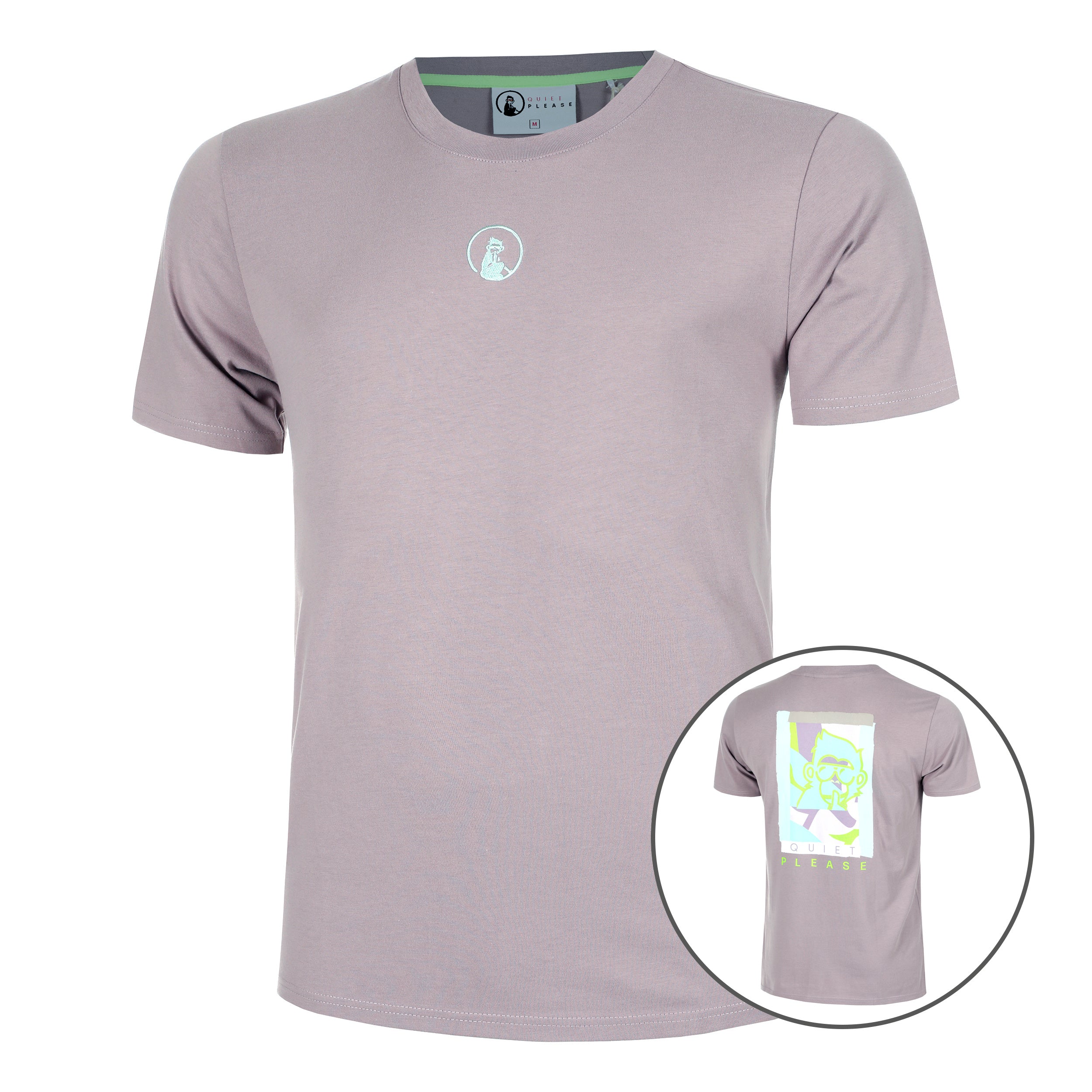 Quiet Please Mind Collage T-Shirt Men-Violet,Multicoloured