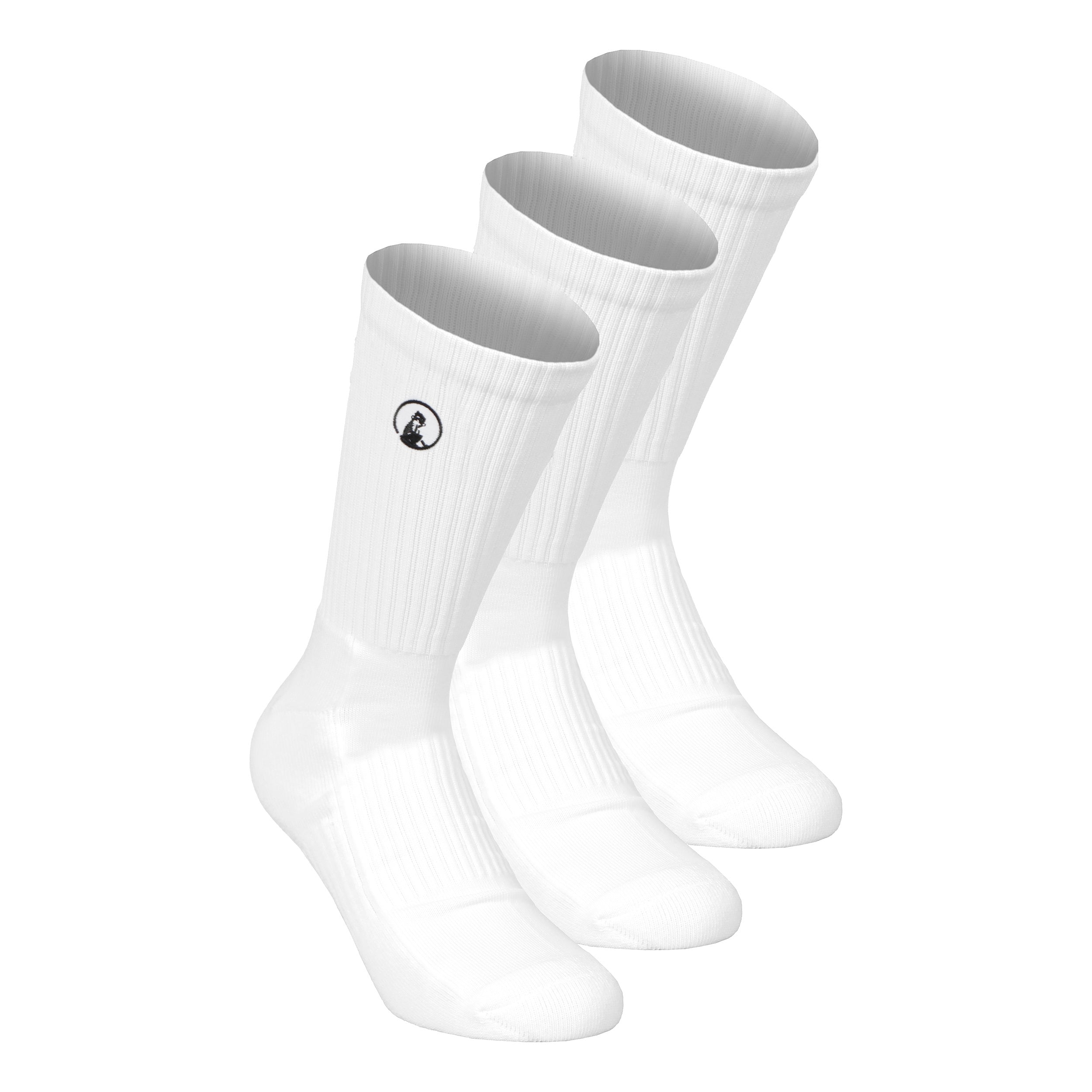 Quiet Please Performance Long Tennis Socks 3 Pack-White