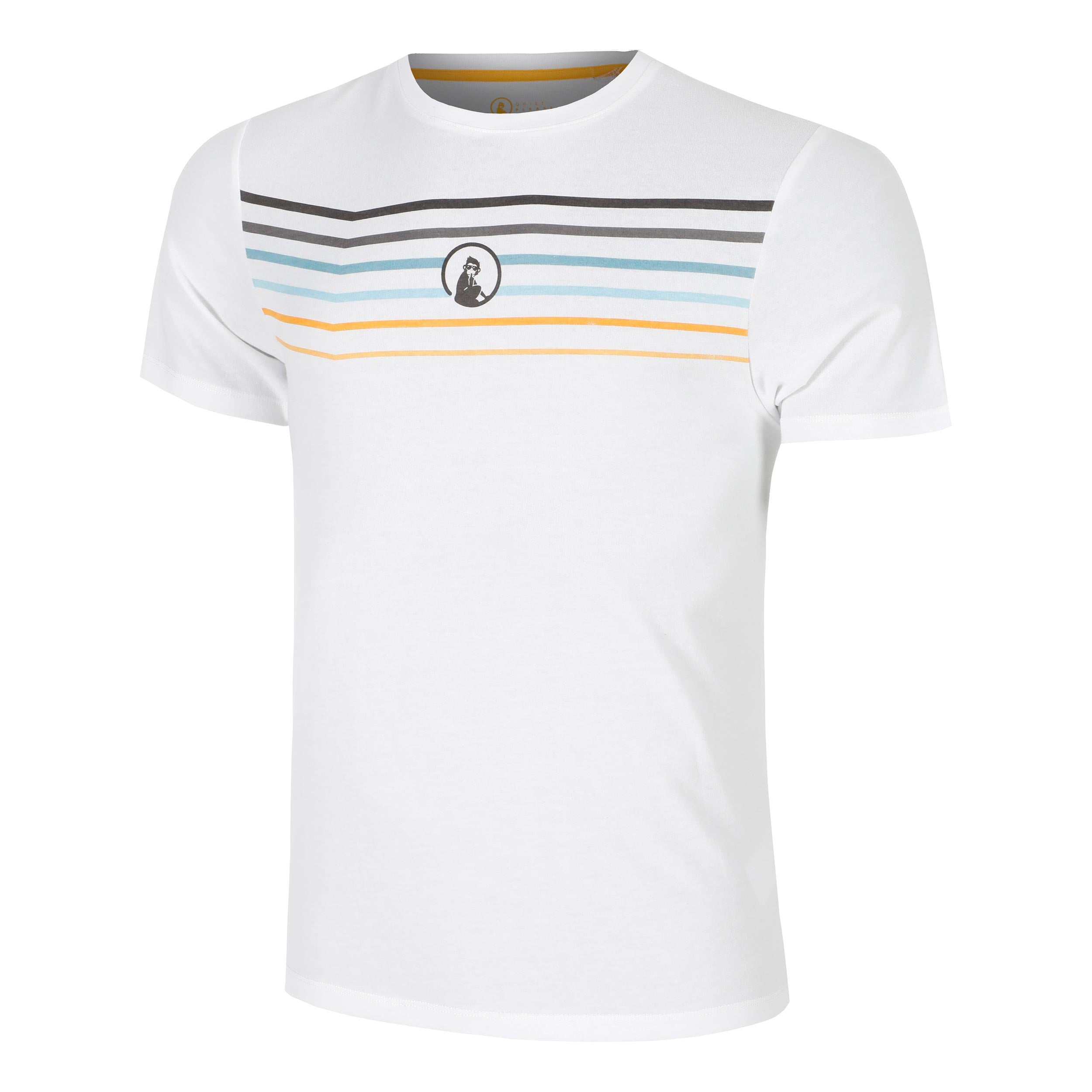 Quiet Please Endlessly Trainings Stripe T-Shirt Men-White,Multicoloured