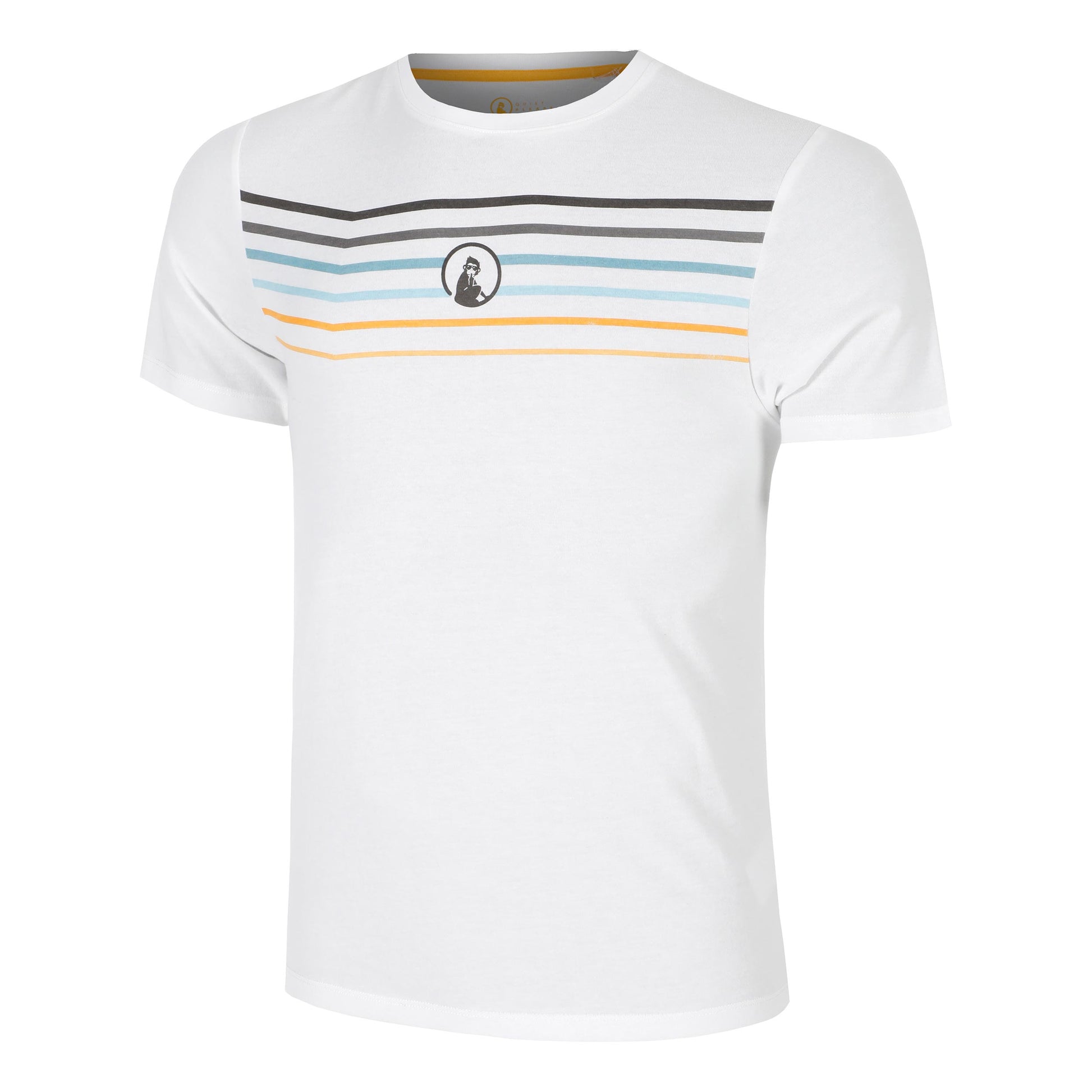 Quiet Please Endlessly Trainings Stripe T-Shirt Men-White,Multicoloured