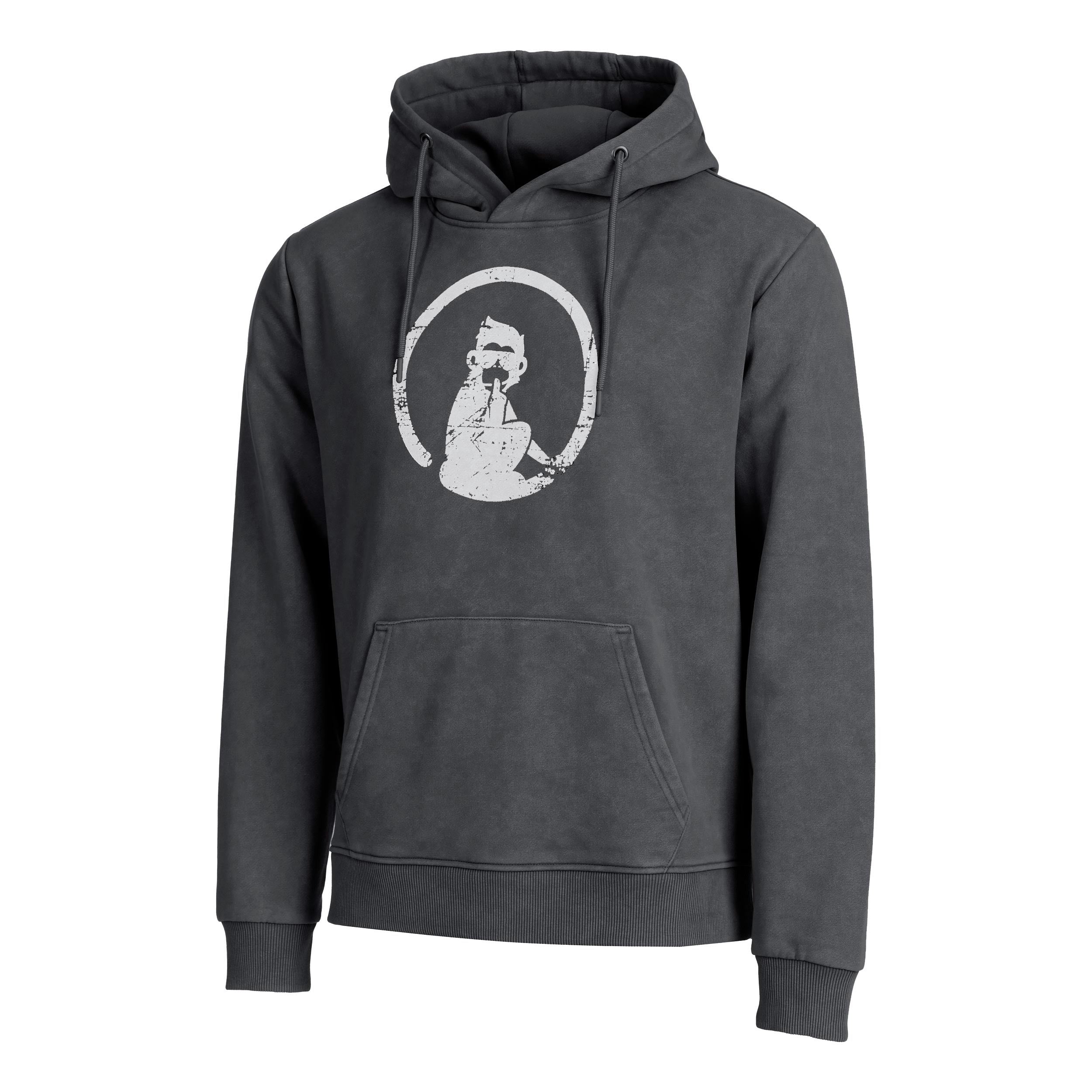 Quiet Please Endlessly Washed Out Loose Fit Hoody Men-Anthracite,White