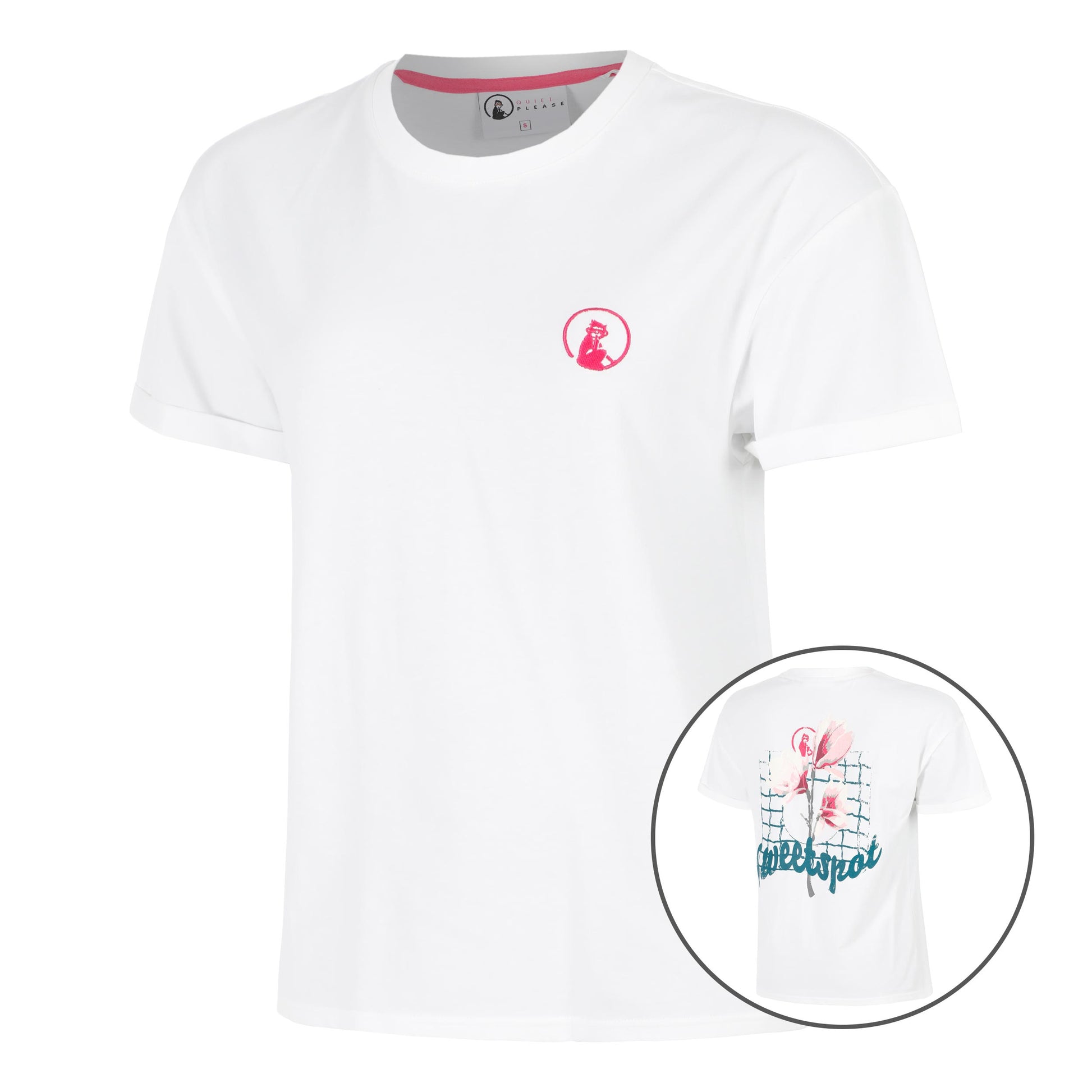 Quiet Please Create Flower T-Shirt Damen-Weiß,Mehrfarbig