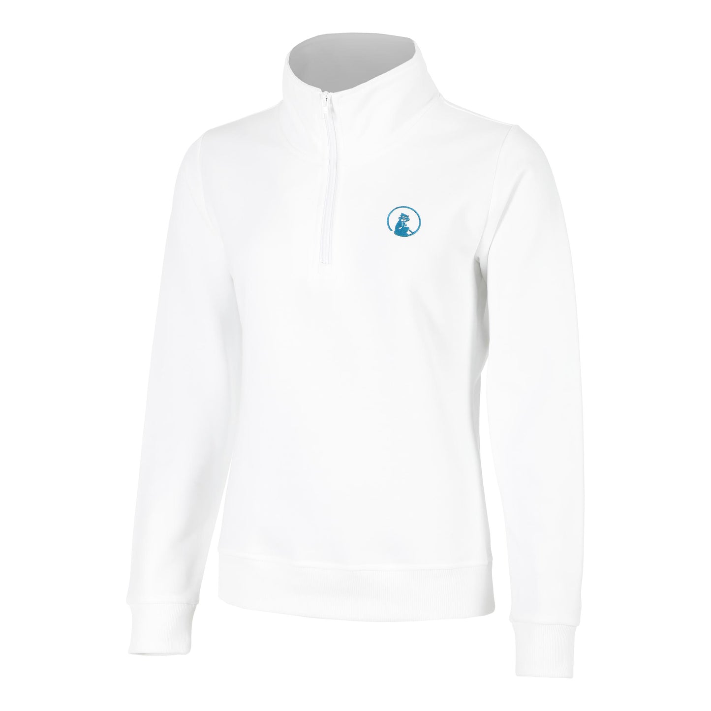 Quiet Please Create Troyer Sweatshirt Damen-Weiß,Petrol