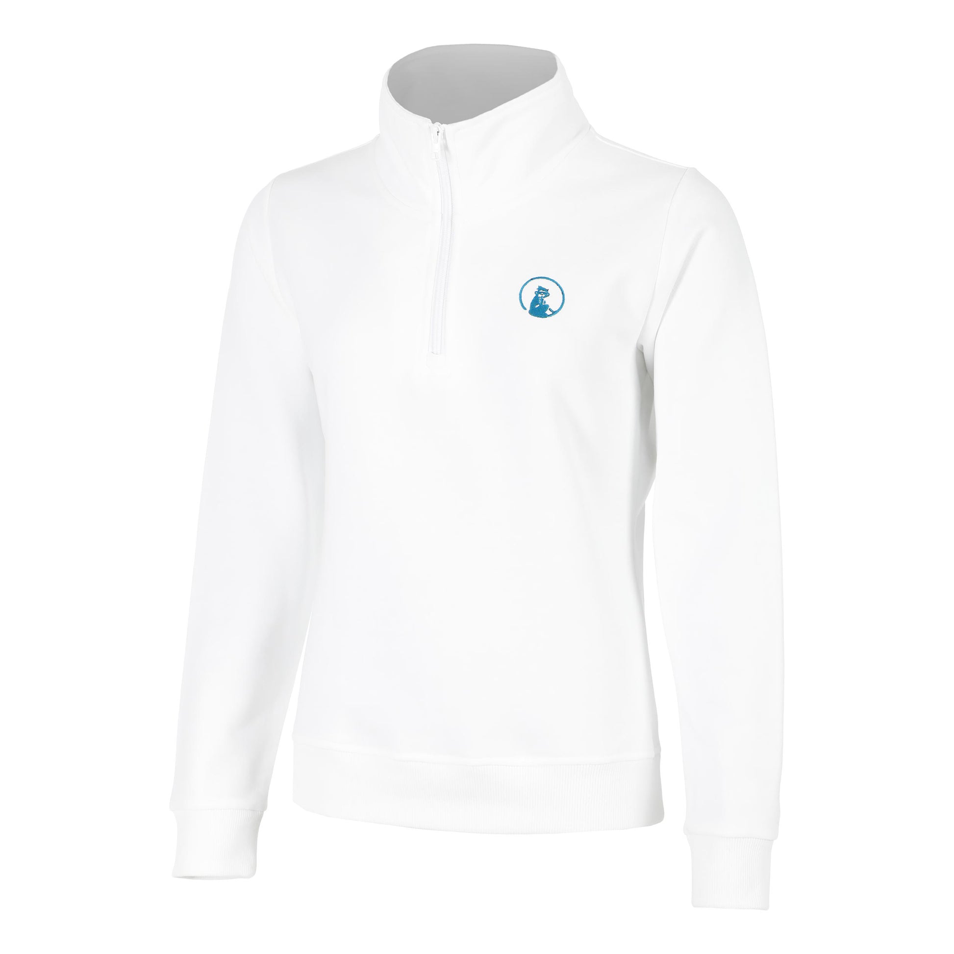 Quiet Please Create Troyer Sweatshirt Damen-Weiß,Petrol