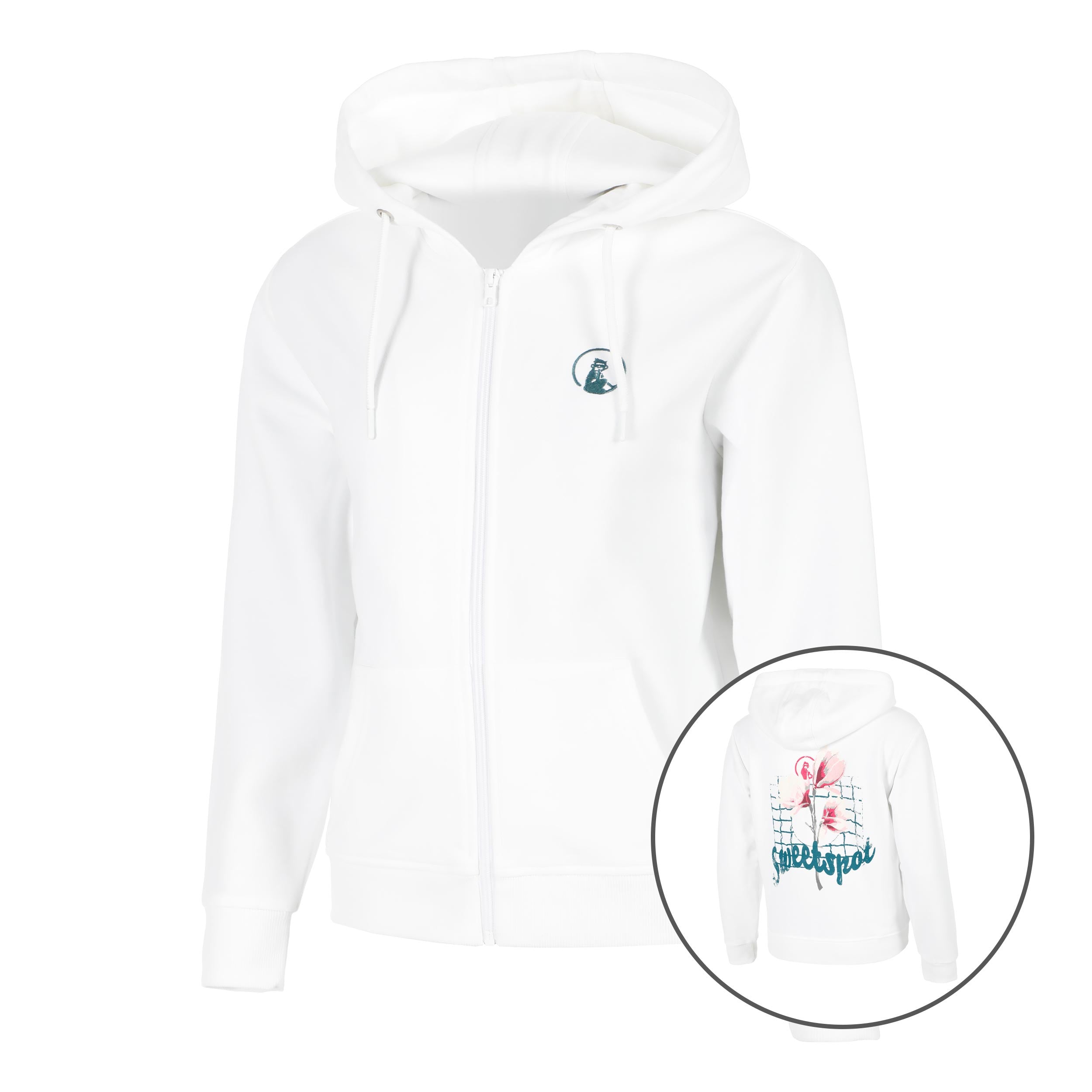 Quiet Please Create Flower Zip Hoodie Women-White,Multicoloured