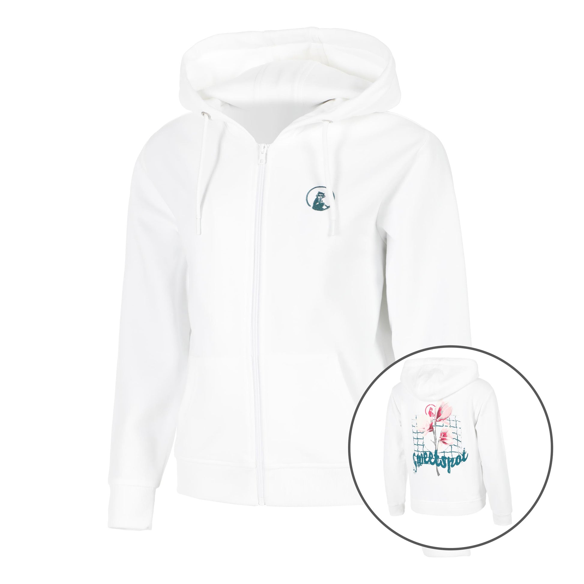 Quiet Please Create Flower Zip Sweatjacke Damen-Weiß,Mehrfarbig