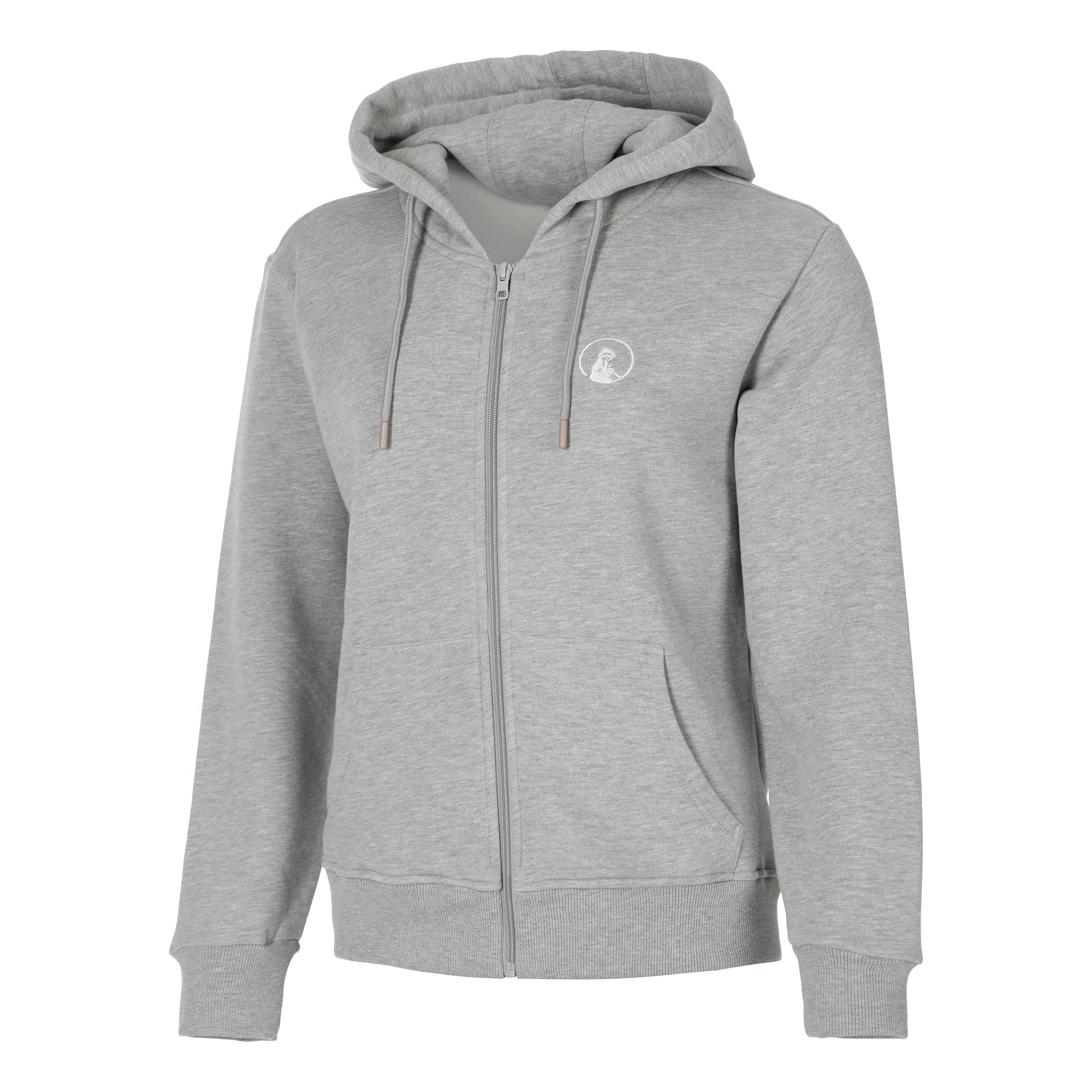 Quiet Please Essential Zip Zip Hoodie Women-grey