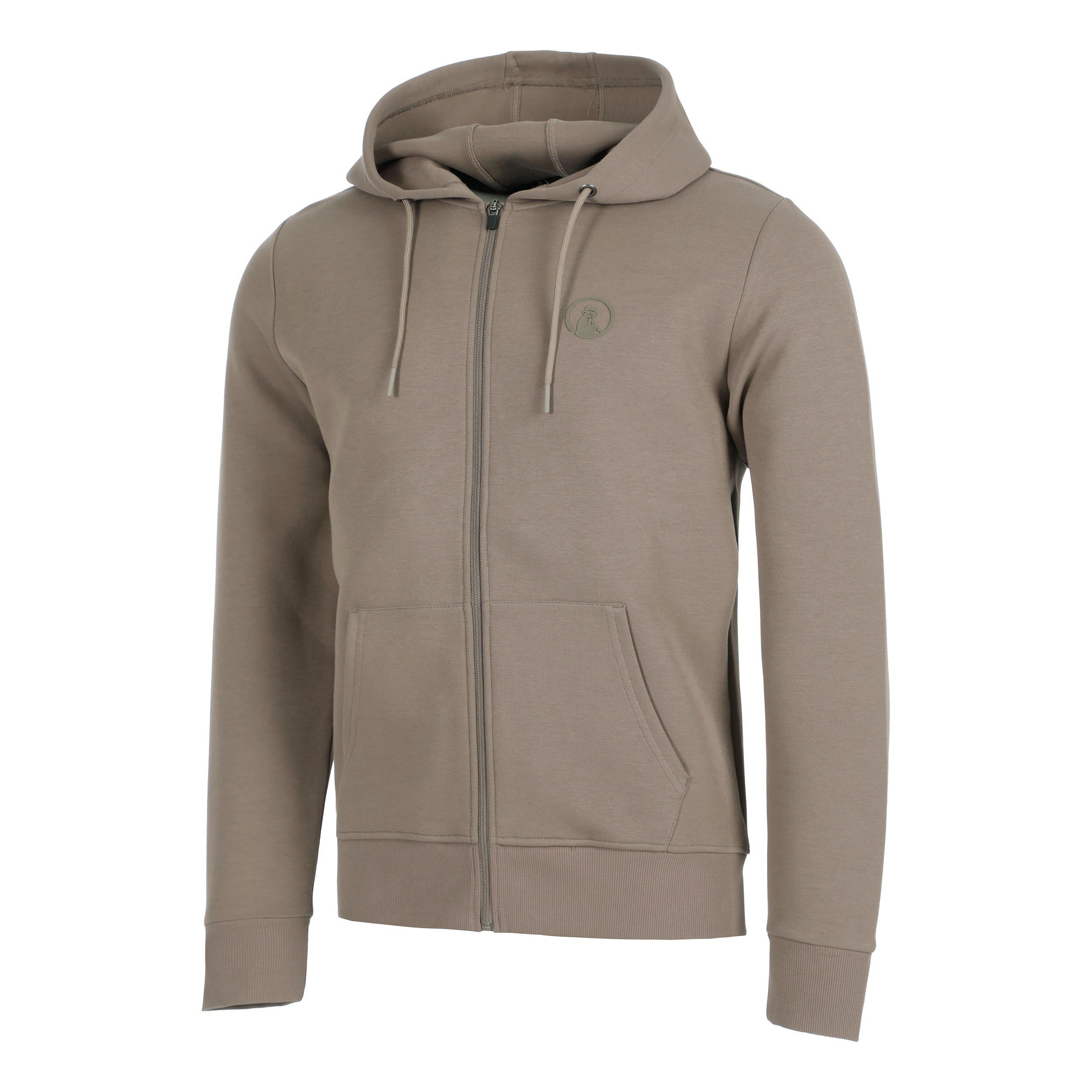 Quiet Please Tonal Core Zip Zip Hoodie Men - grey, brown