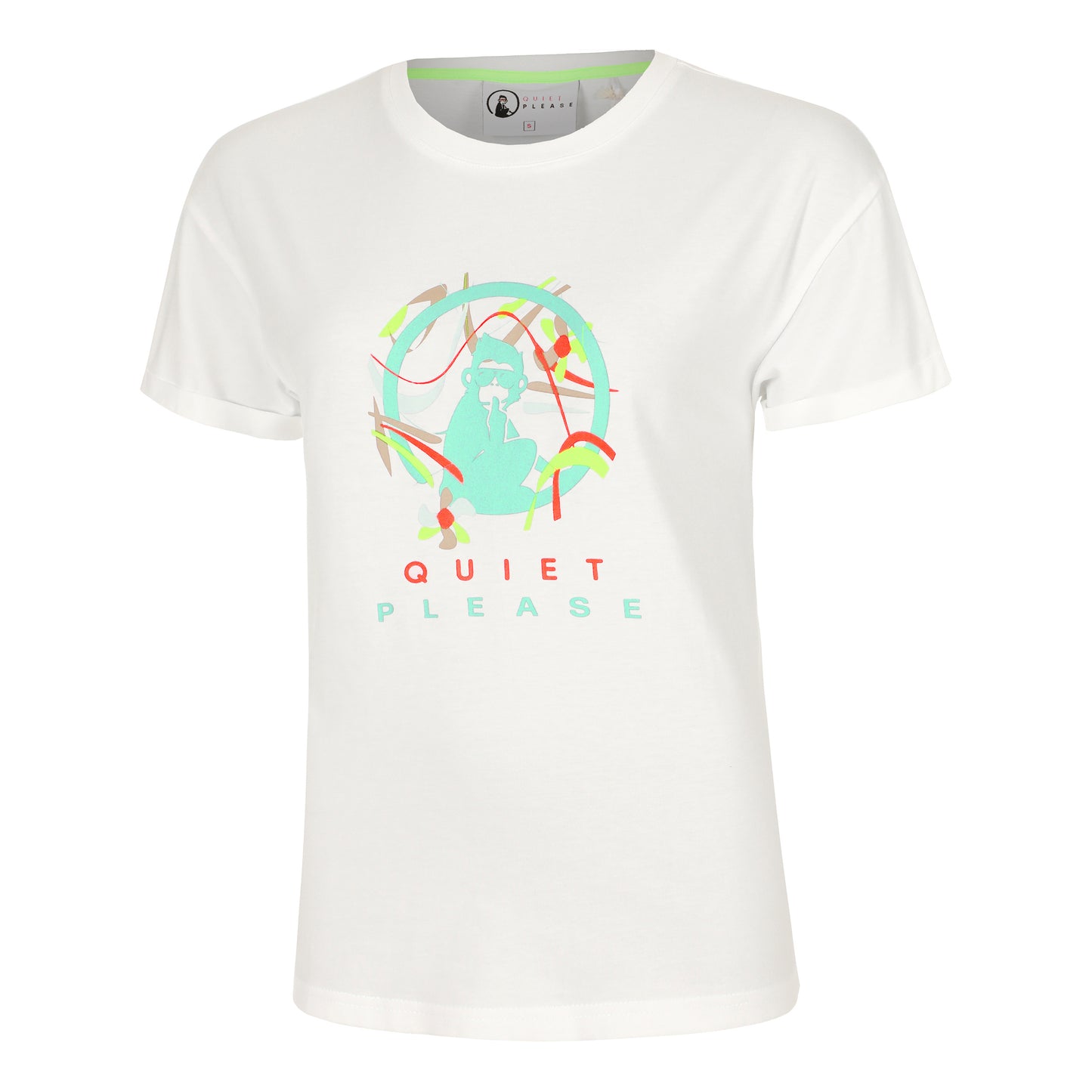 Quiet Please Wild Sketchy T-Shirt Damen-Weiß,Mehrfarbig