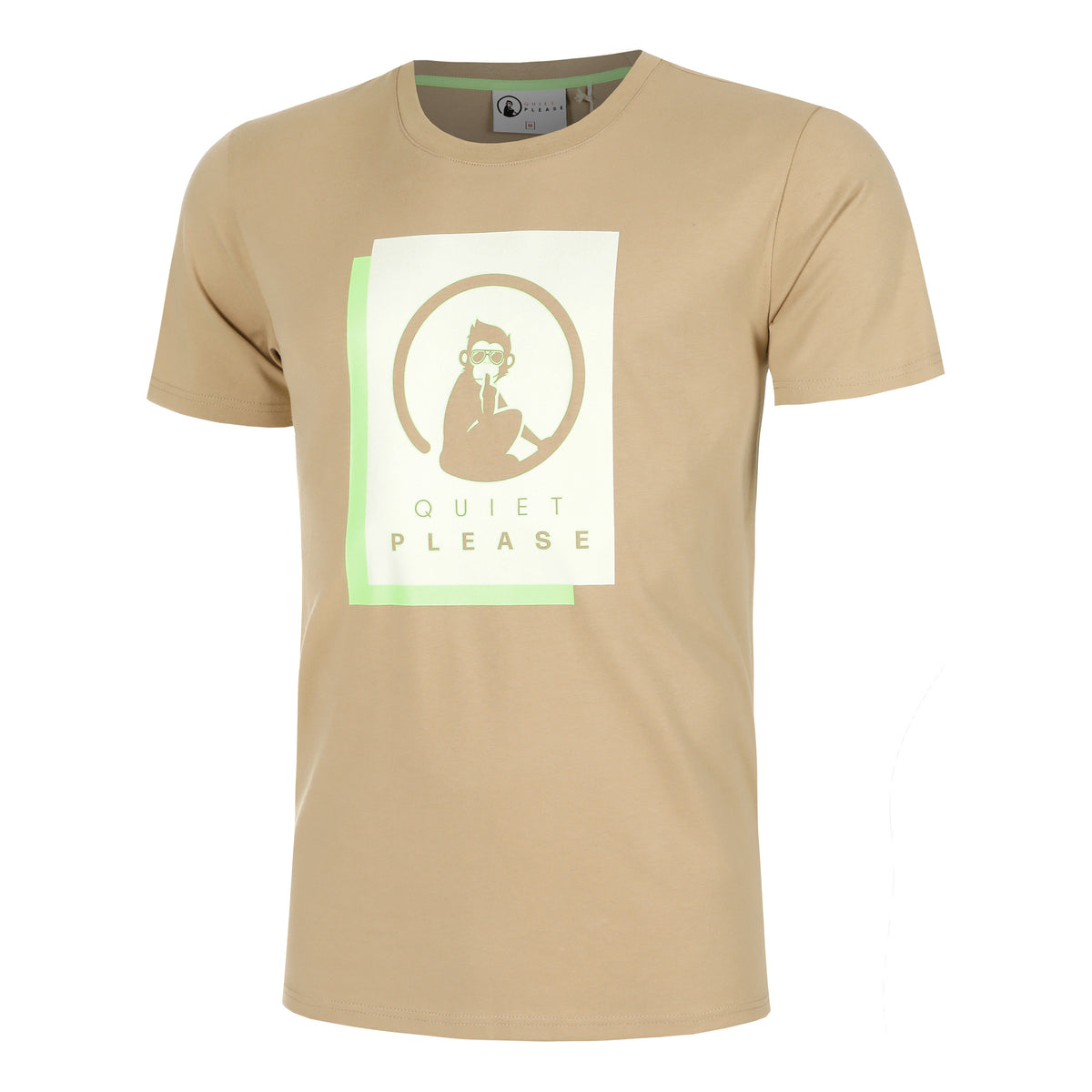 Quiet Please Wild Layer T-Shirt Men-Beige,Neon Green