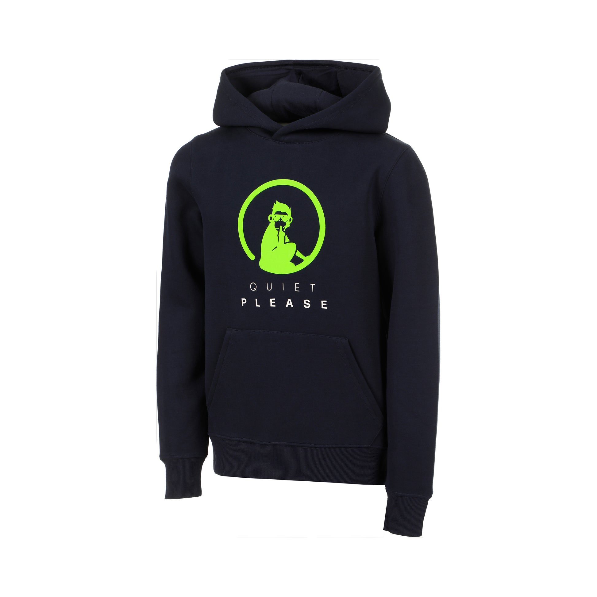 Quiet Please Wild Advantage Logo Hoody Boys-Dark Blue,Neon Green