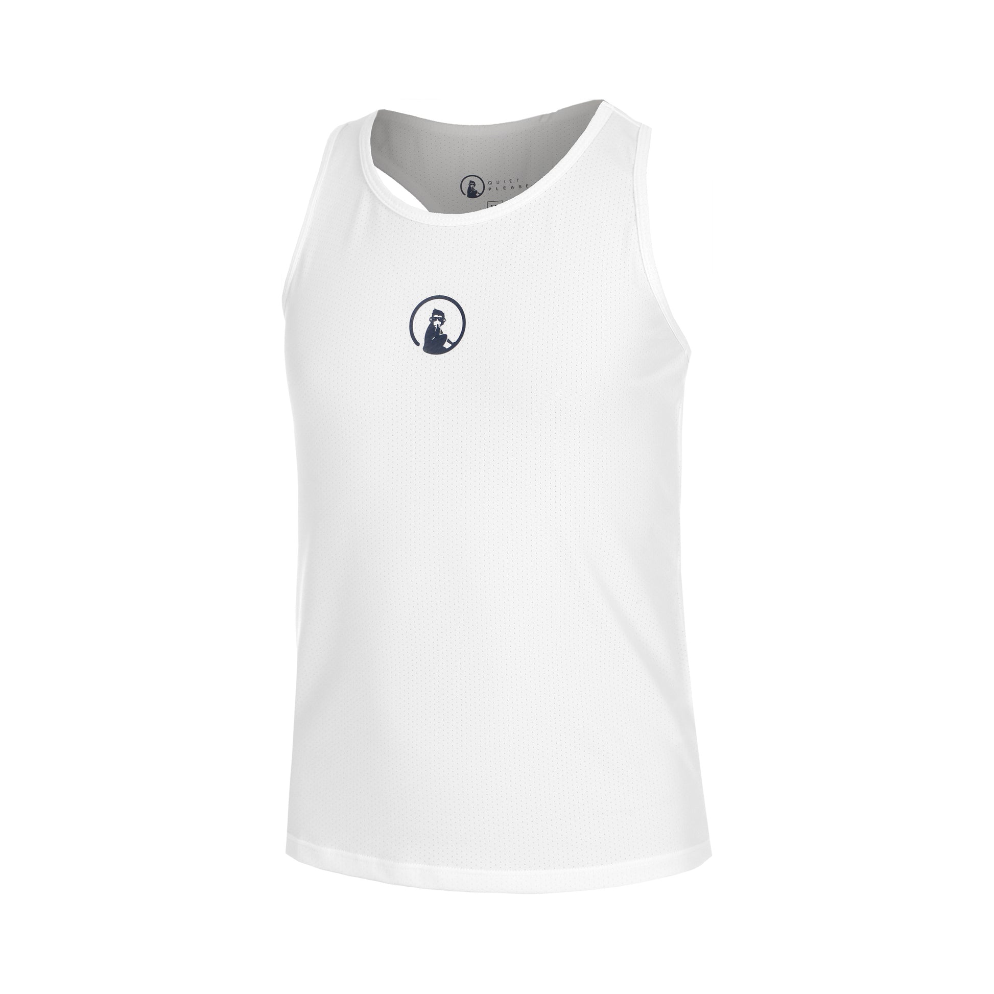Quiet Please Racerback Tank Top Girls-White,Dark Blue