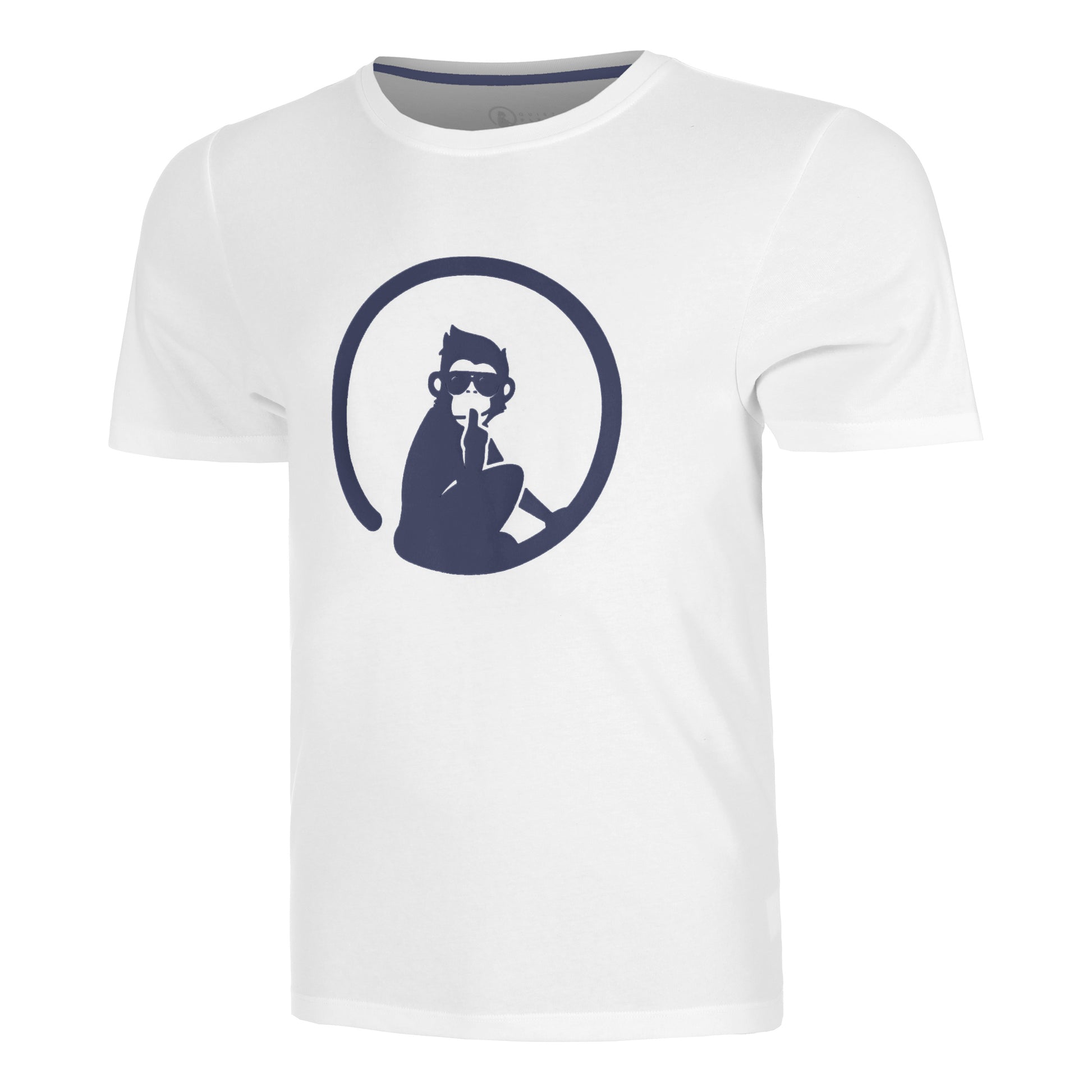 Quiet Please Trainings T-Shirt Herren-Weiß,Dunkelblau