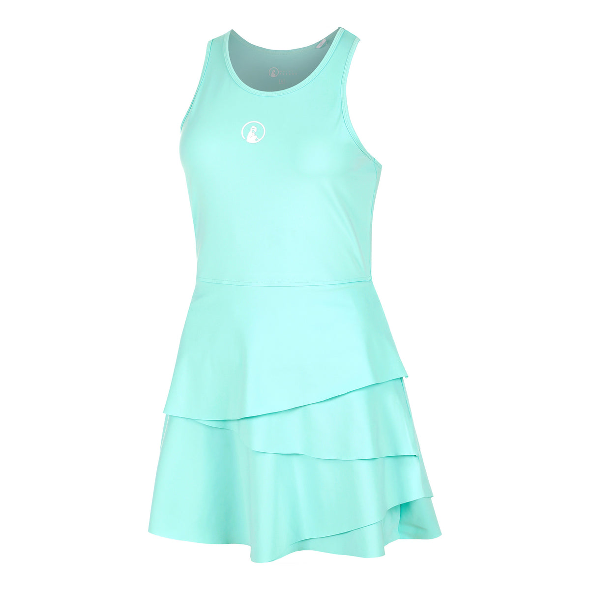 Quiet Please Wild Flounce Dress Women-Turquoise,White