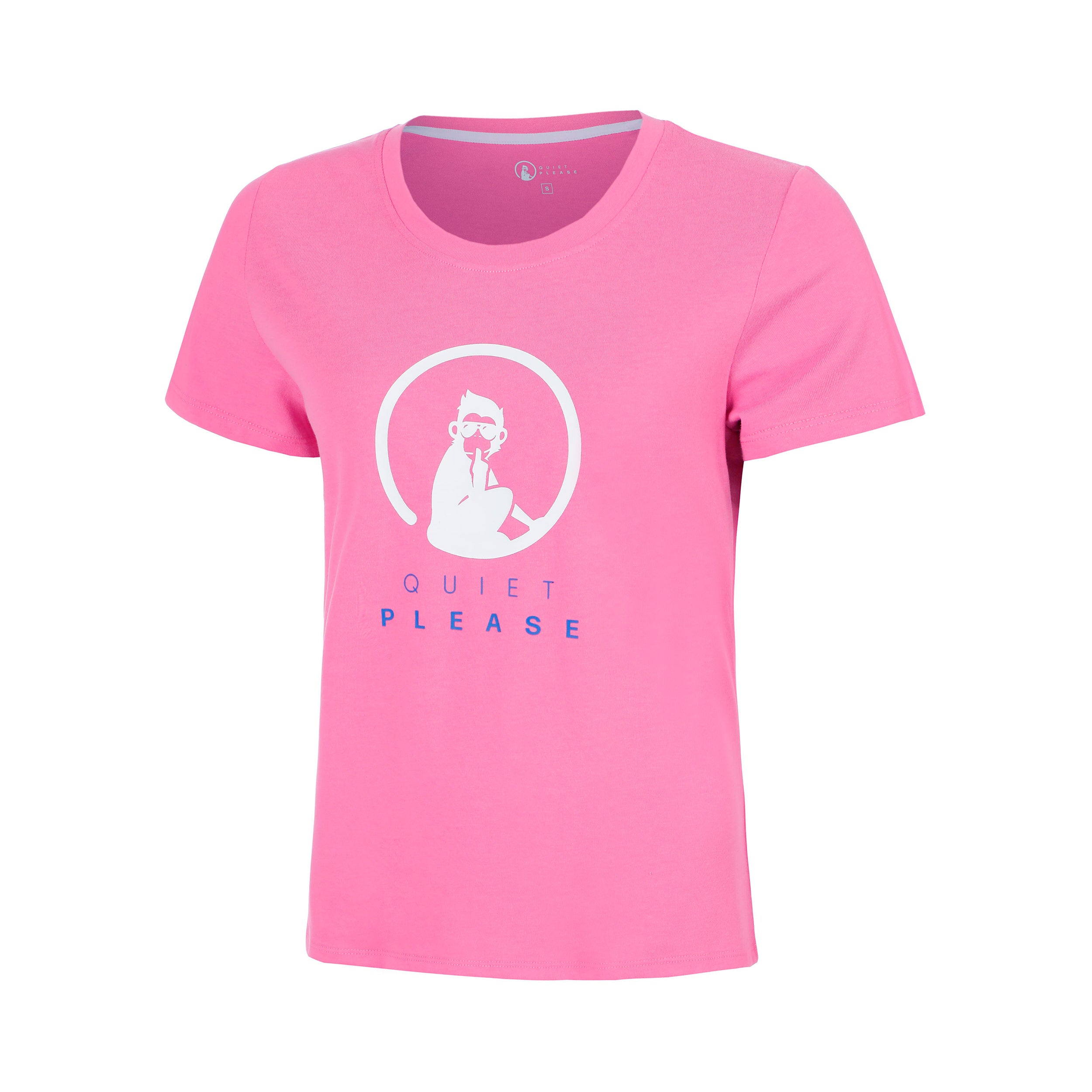 Quiet Please Baseline Logo T-Shirt Mädchen-pink, weiß