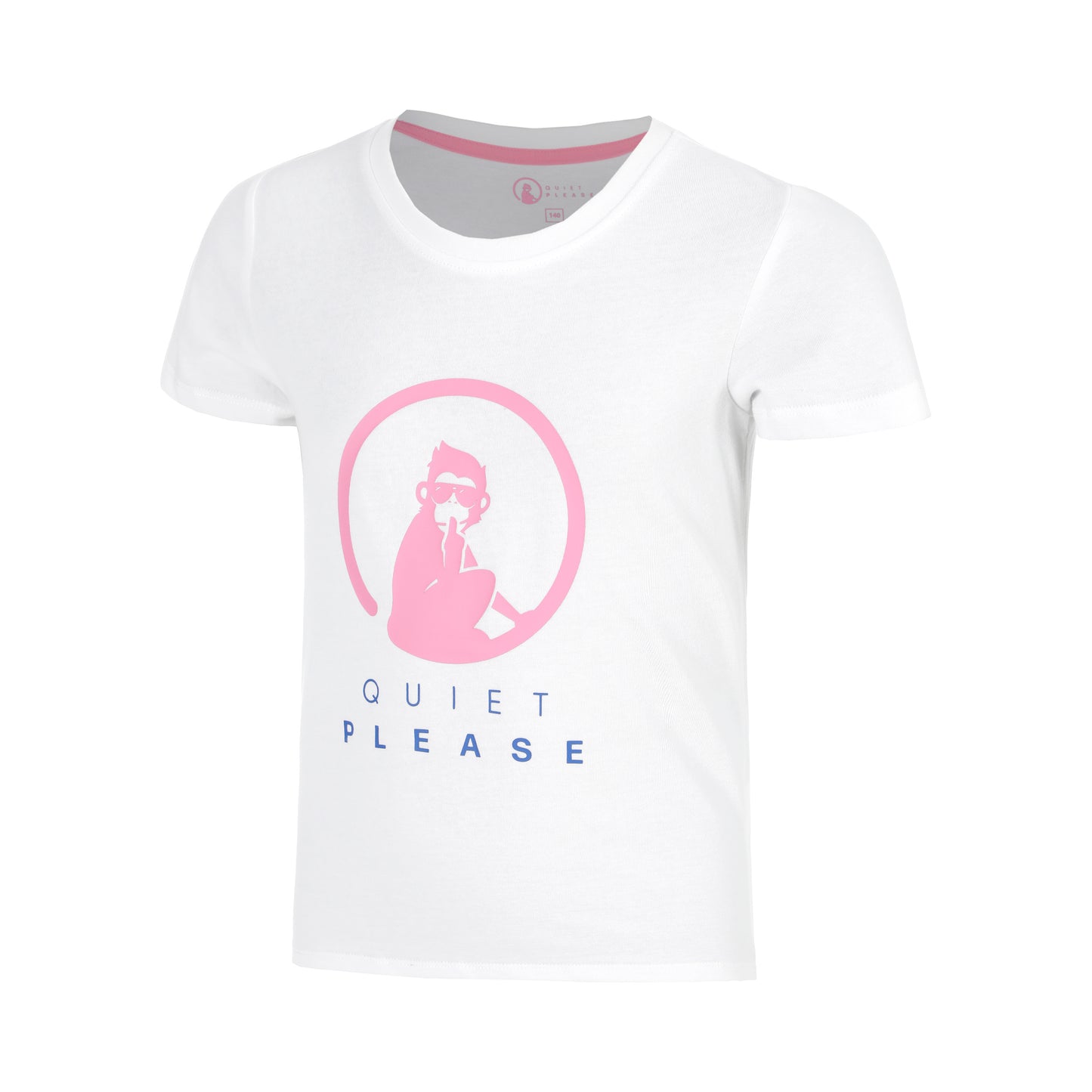 Quiet Please Baseline Logo T-Shirt Mädchen-weiß, neonpink