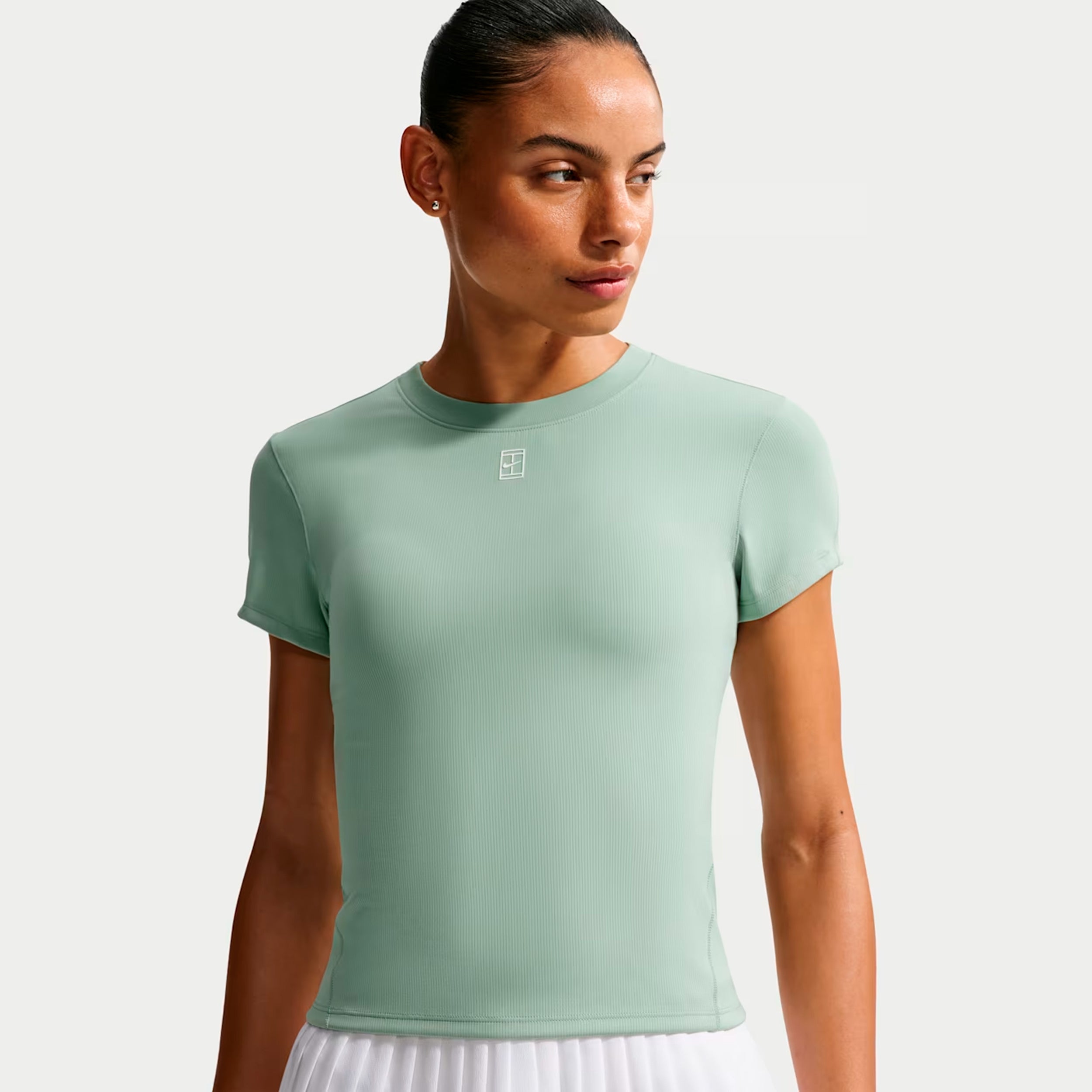 Nike Court Dri-FIT Advantage T-Shirt Damen - graugrün, weiß