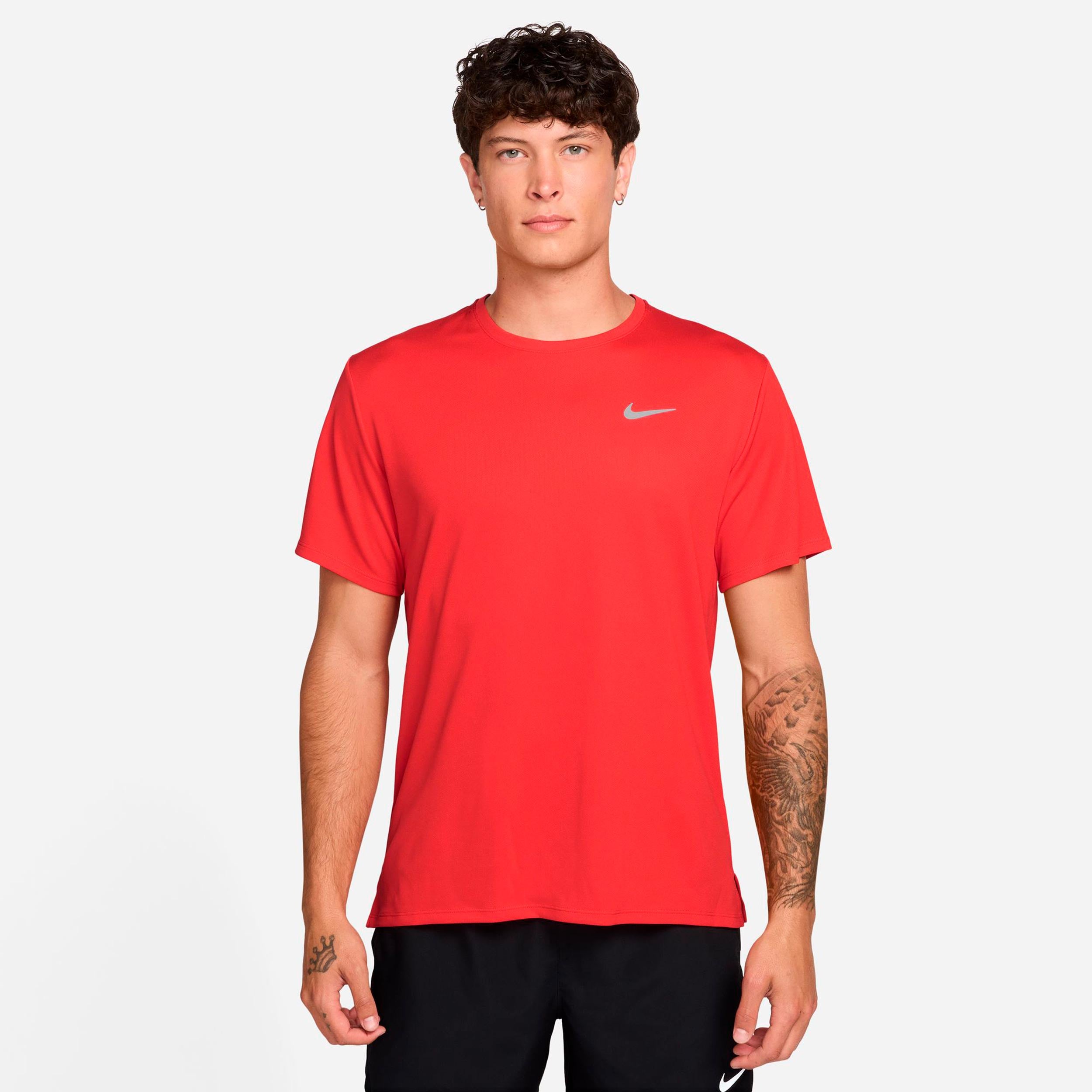 Nike Miler Laufshirt Herren - hellrot, silber