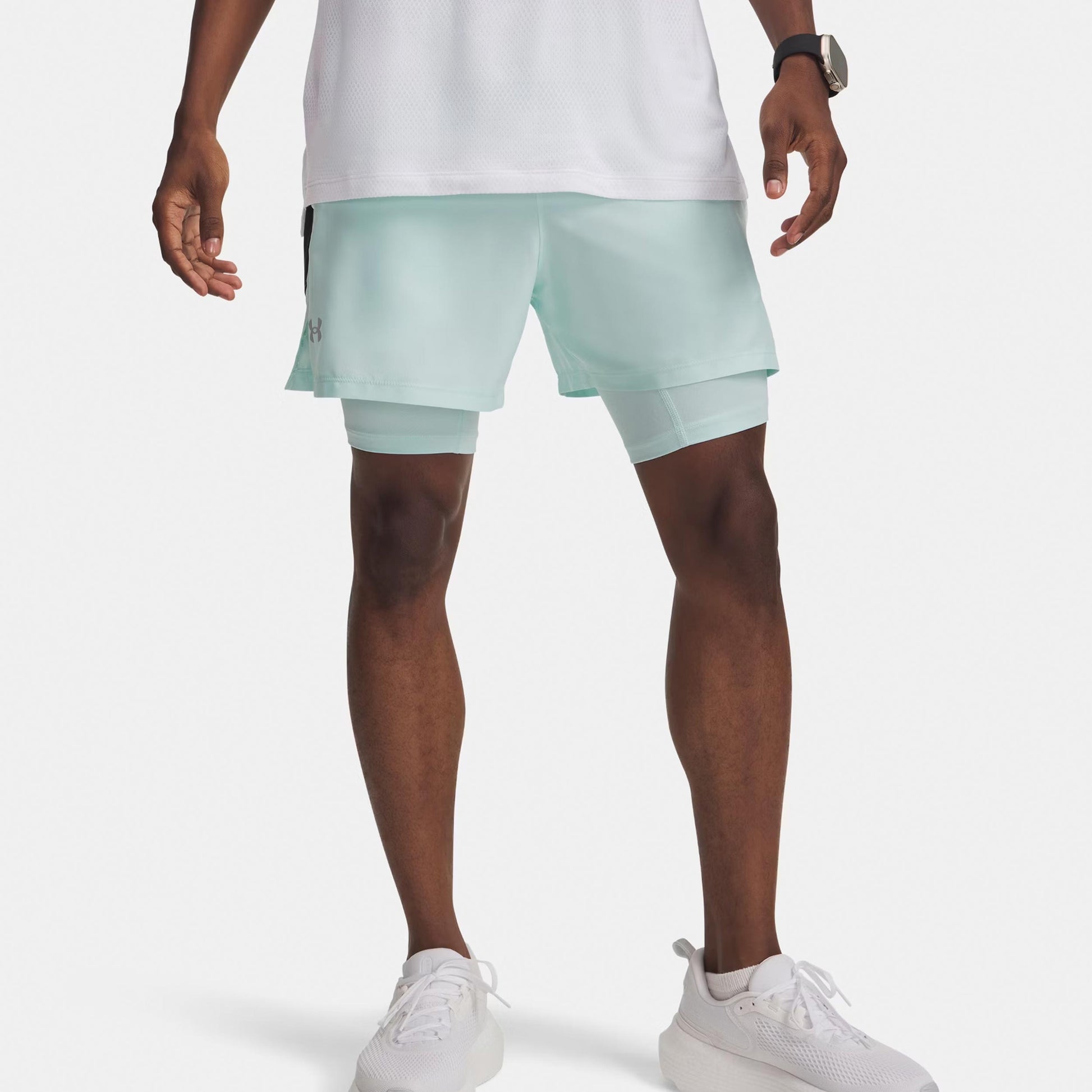 Under Armour Launch 5in 2in1  Running shorts Men-mint, black