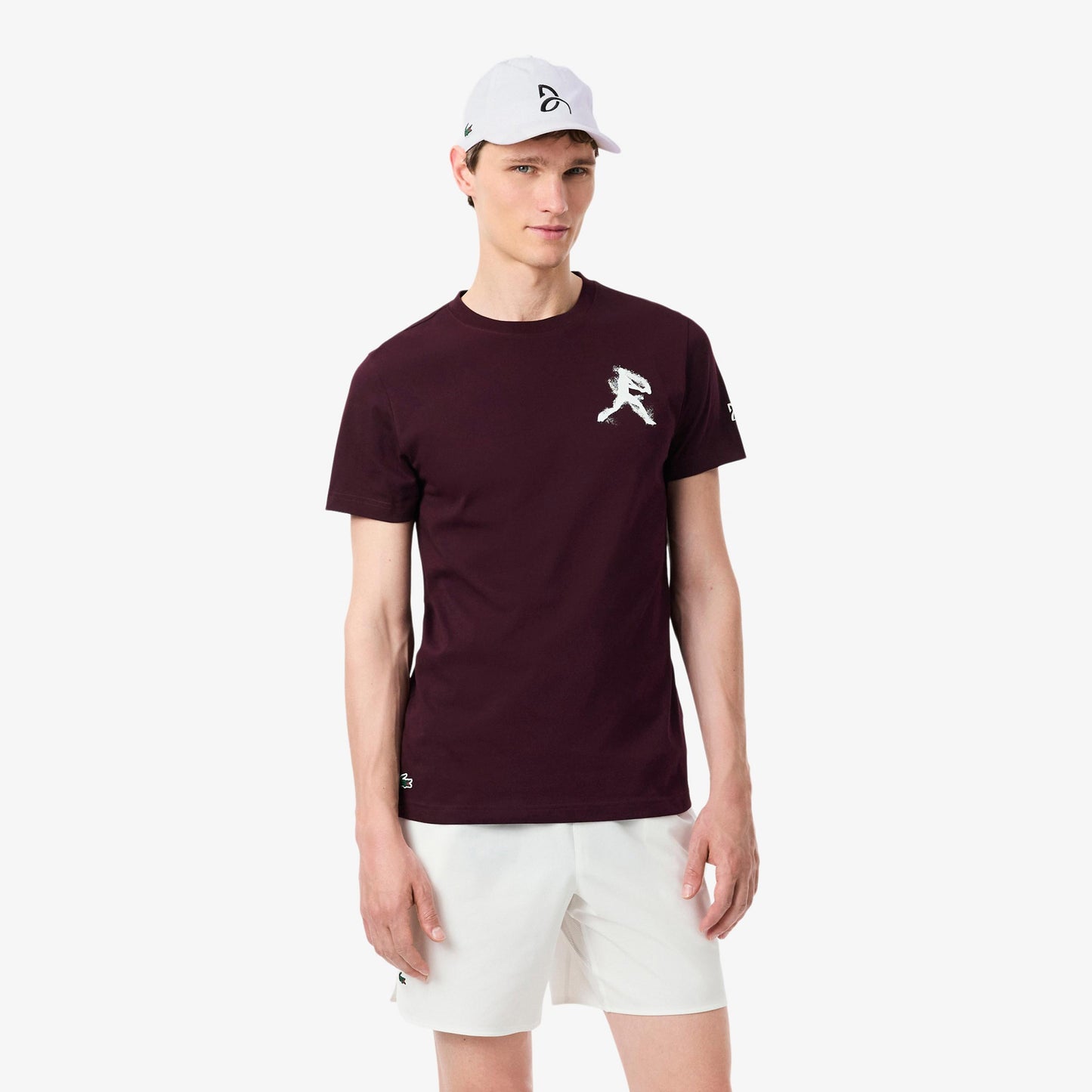 Lacoste & Cap T-Shirt Herren - weinrot, weiß