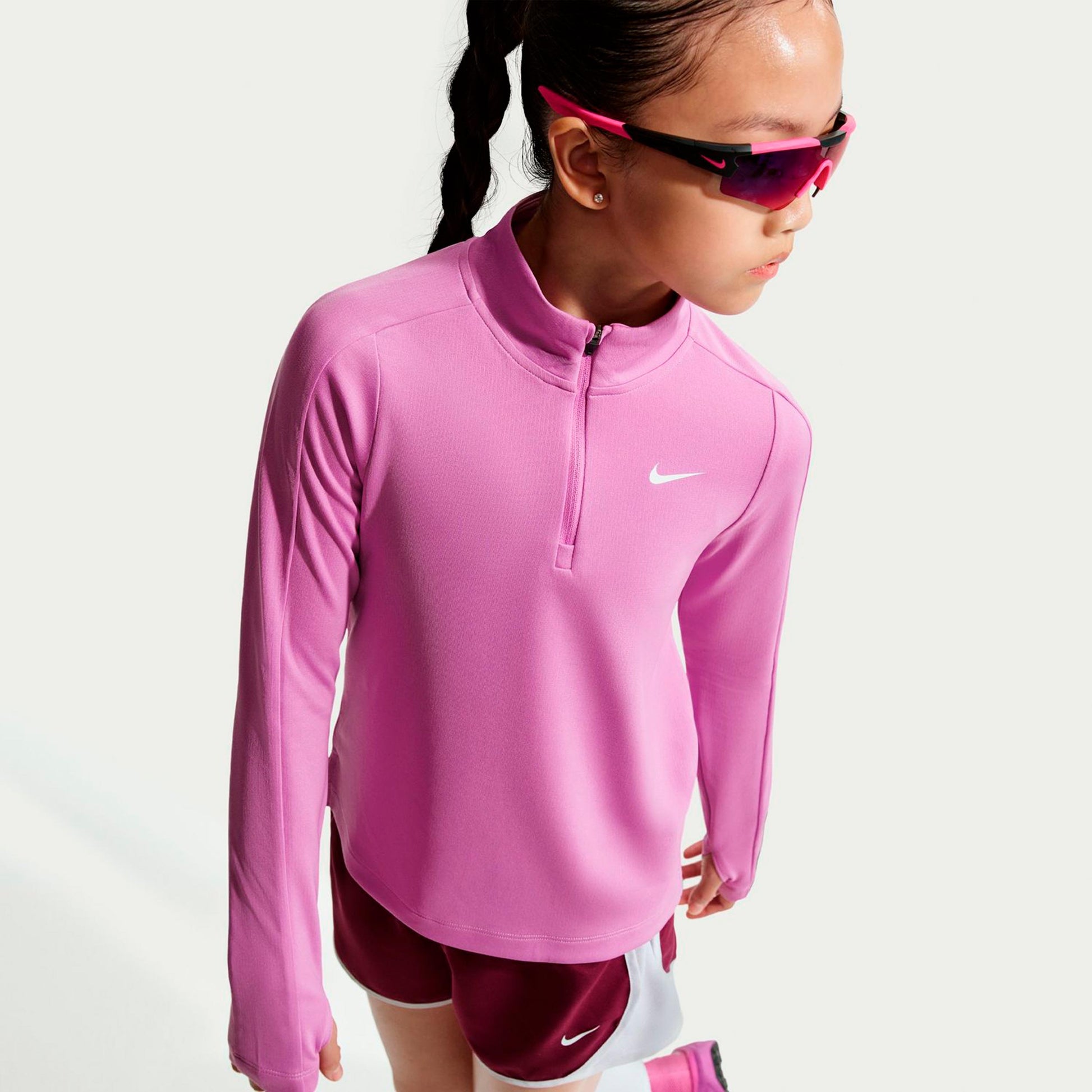 Nike Dri-Fit Half-Zip Longsleeve Mädchen-flieder, weiß