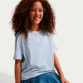 Boxy Essential T-Shirt Kinder-blaugrau, weiß