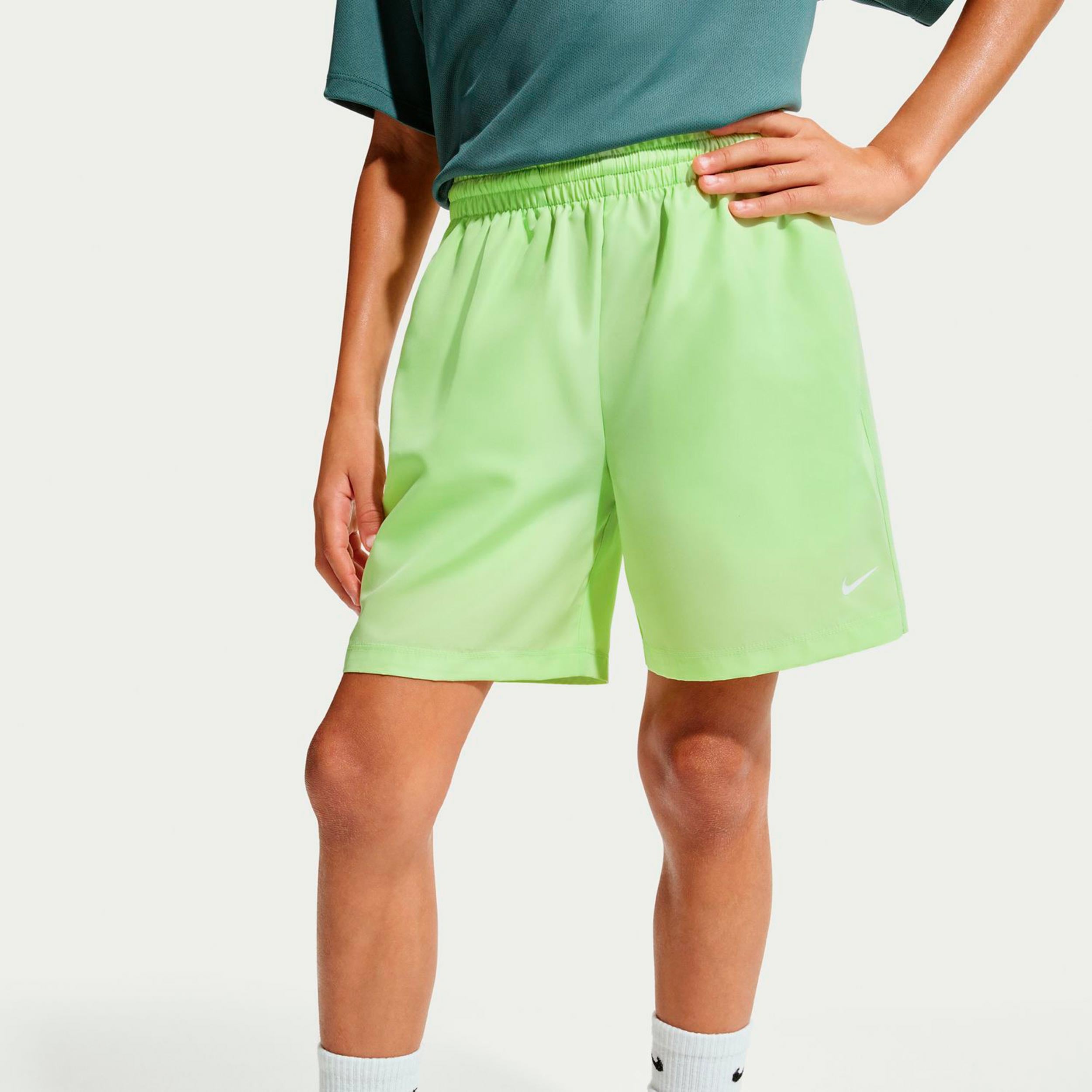 Nike Big Shorts Boys-lime, white