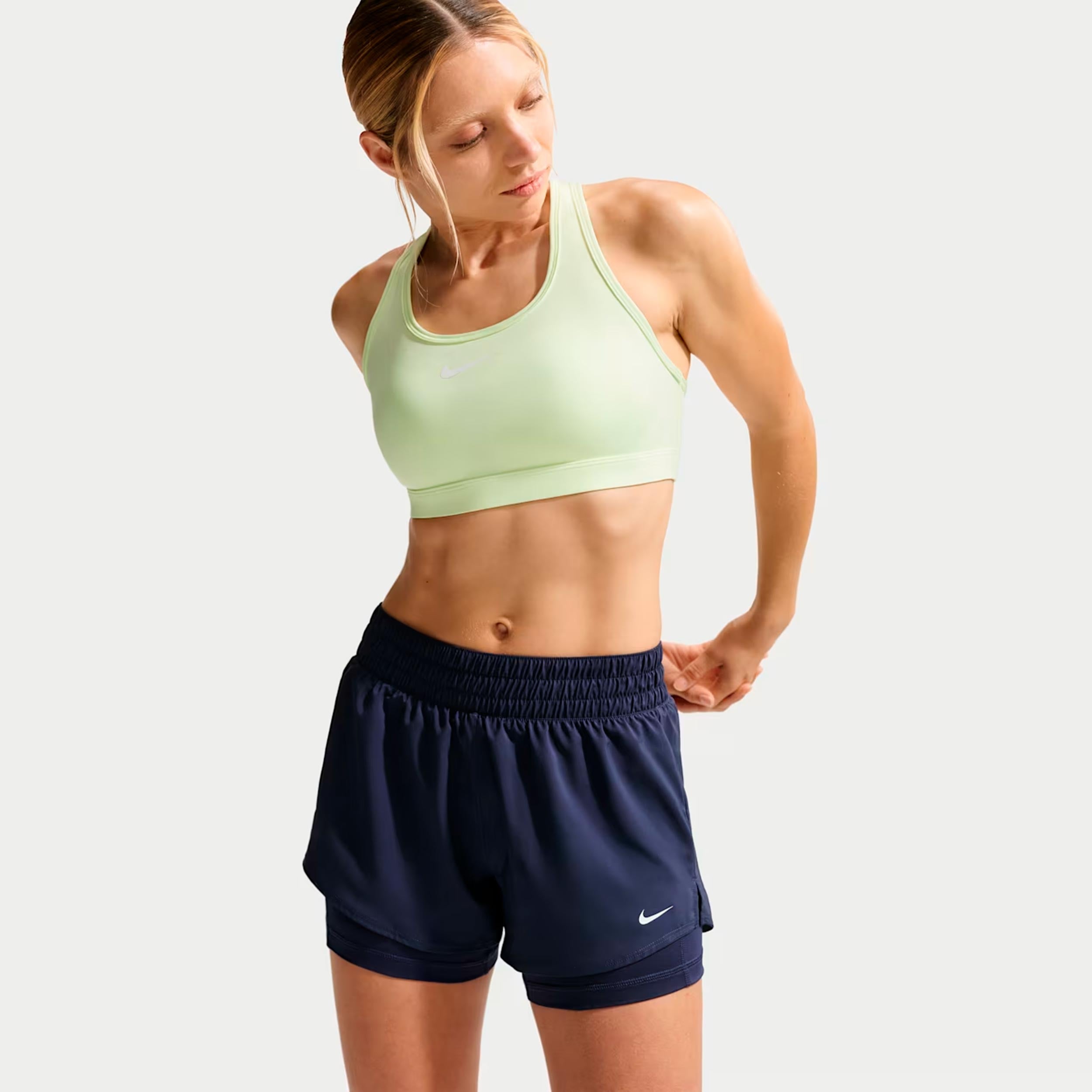 Nike Dri-Fit One Mid Rise 2in1 3in Shorts Women-dark blue, white