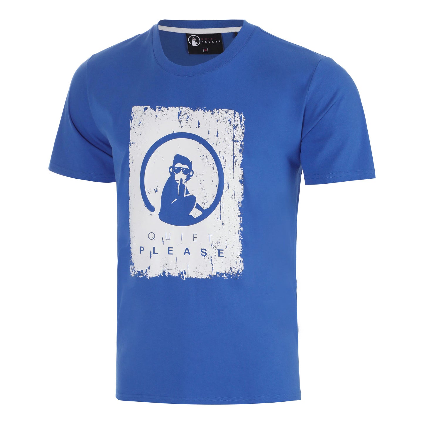 Quiet Please Crush Scraped T-Shirt Men-blue, white