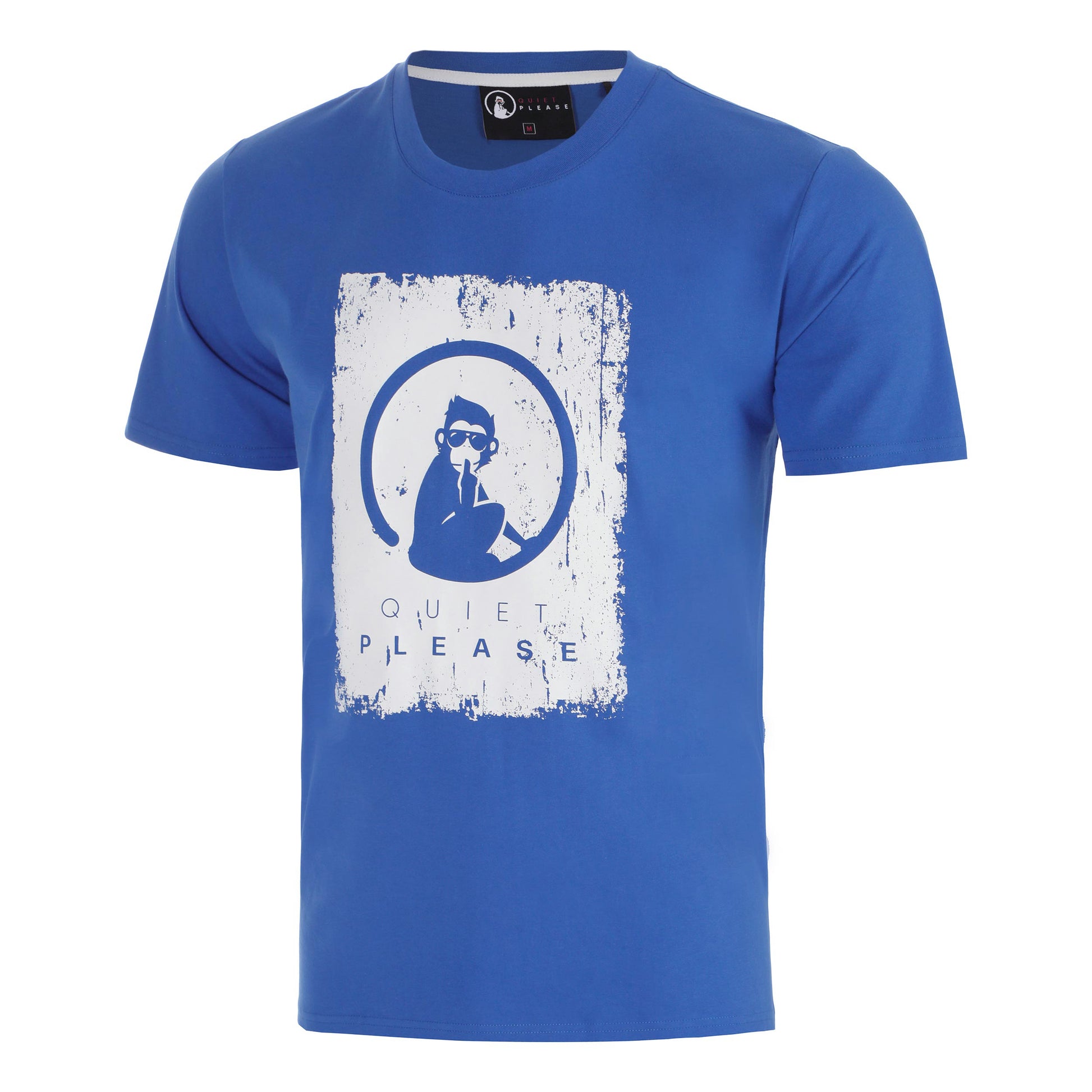 Quiet Please Crush Scraped T-Shirt Men-blue, white